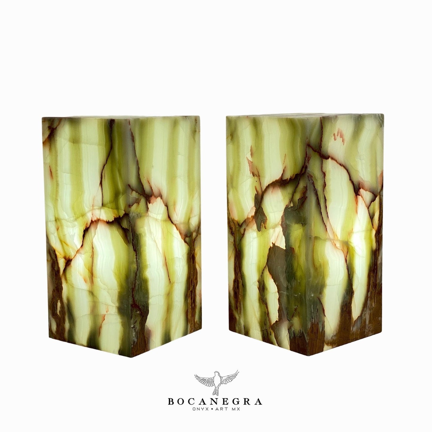 Green & Brown Onyx Stone Lamps (Two set) - Table Lamp - Home Decor