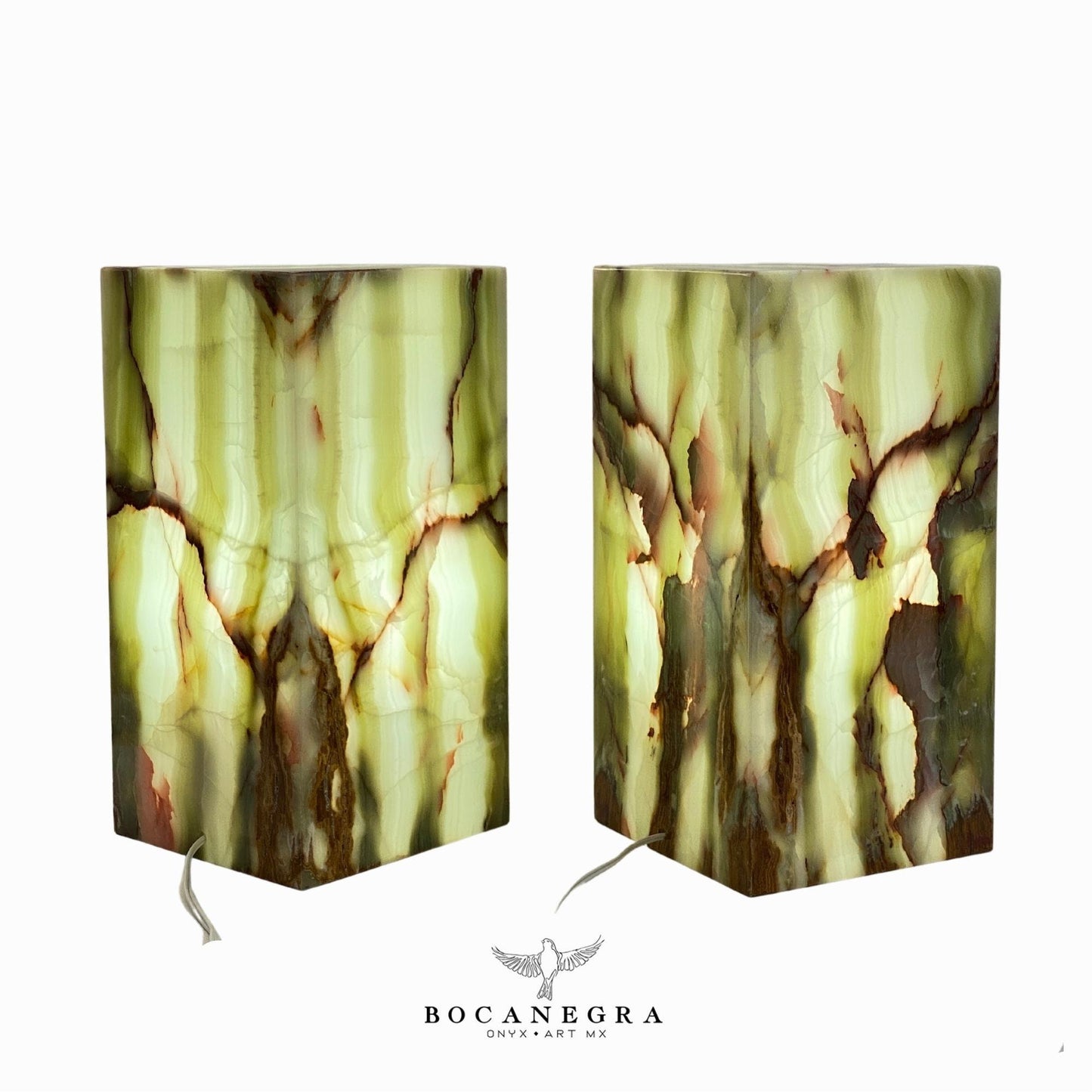 Green & Brown Onyx Stone Lamps (Two set) - Table Lamp - Home Decor