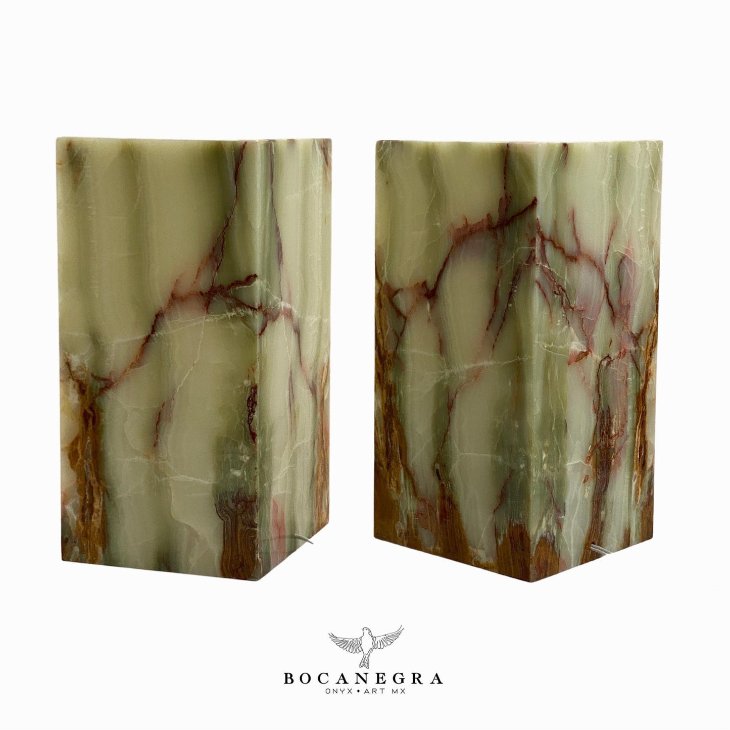 Green & Brown Onyx Stone Lamps (Two set) - Table Lamp - Home Decor