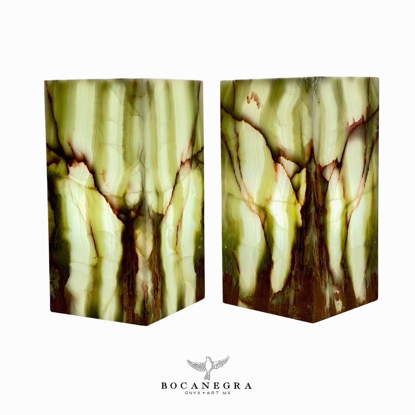 Green & Brown Onyx Stone Lamps (Two set) - Table Lamp - Home Decor