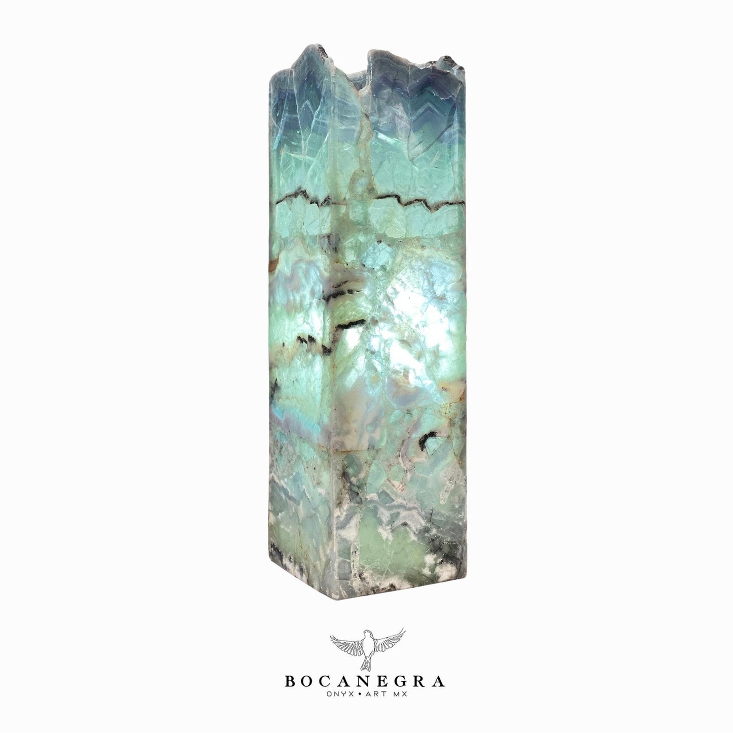 Green and Blue Fluorite Stone Lamp - Table Lamp - Home Decor