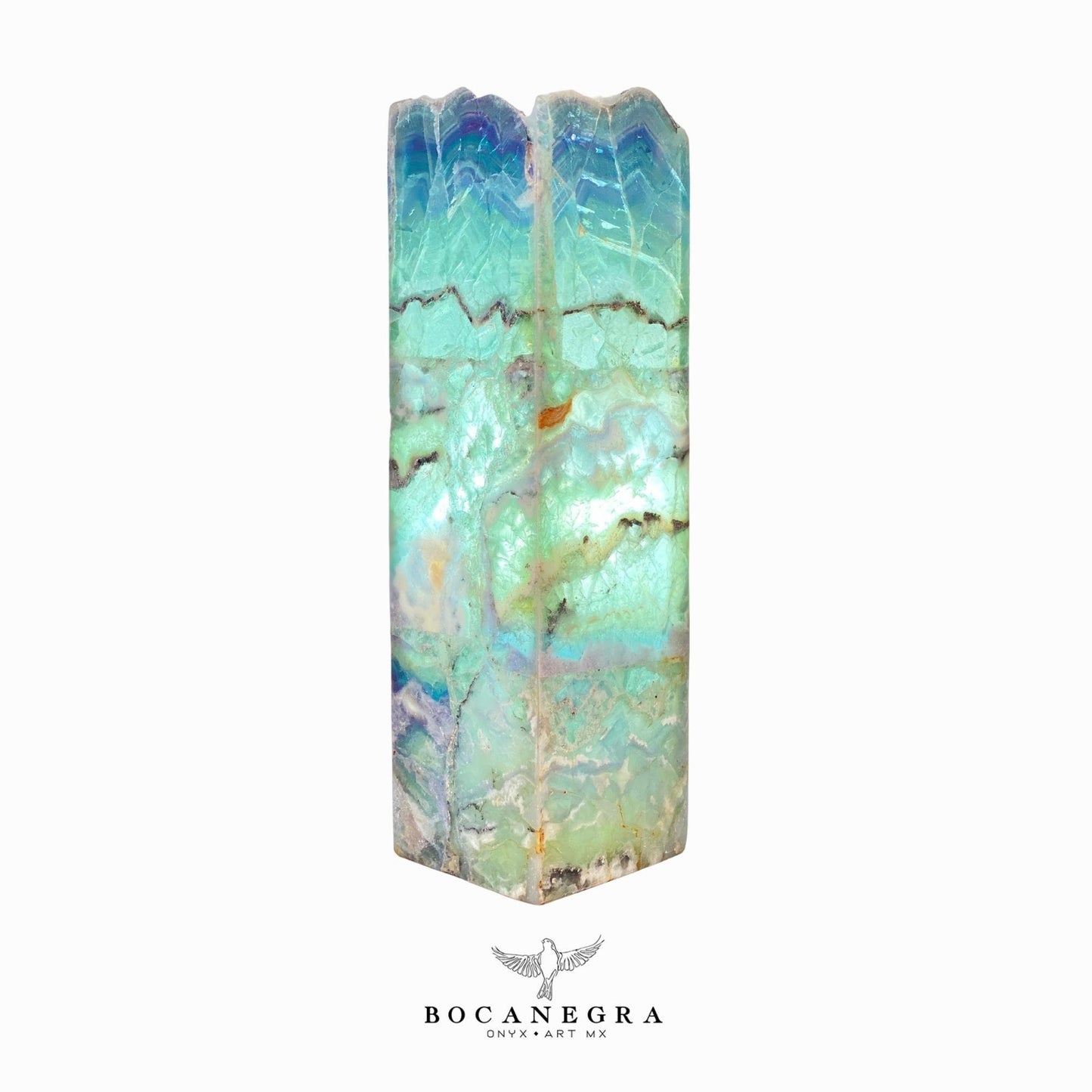 Green and Blue Fluorite Stone Lamp - Table Lamp - Home Decor