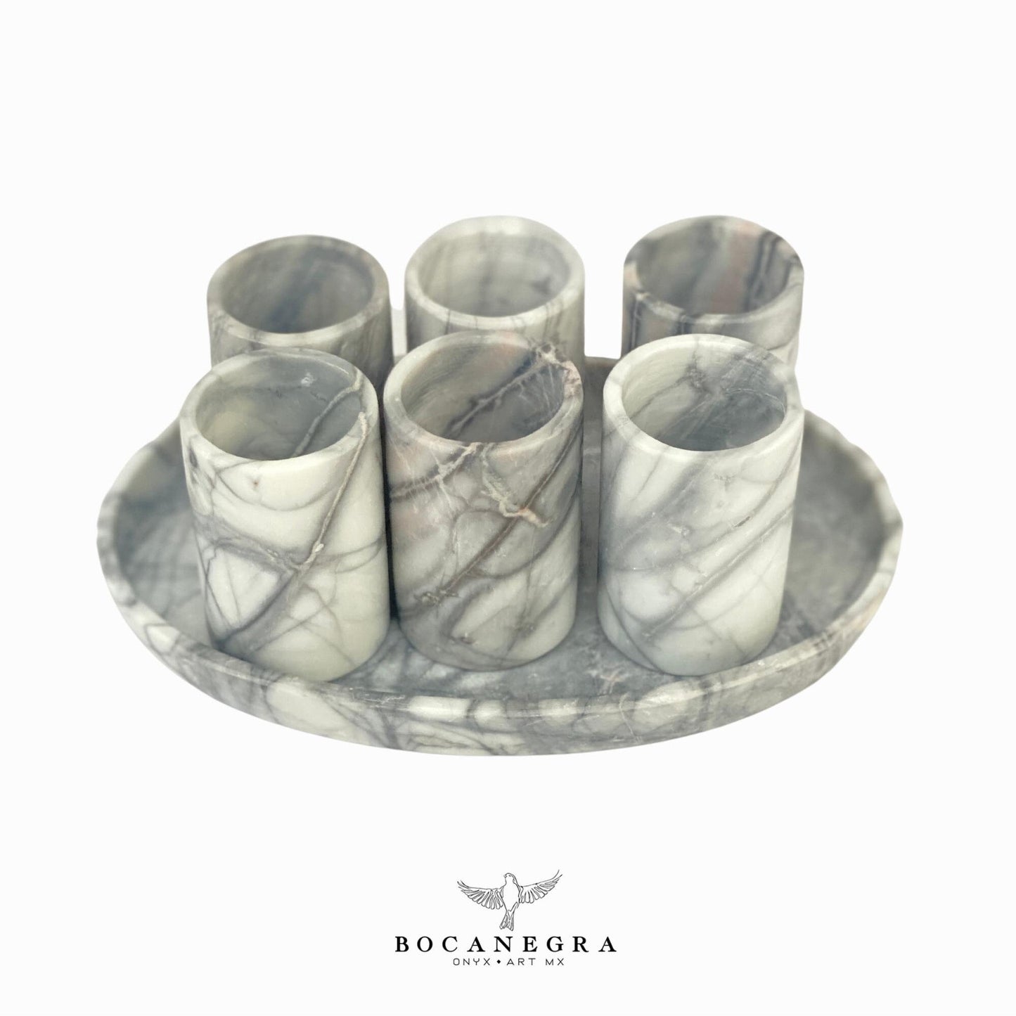 White & Gray Marble Tequila Shots - Hand carved shot - (Set of 6)