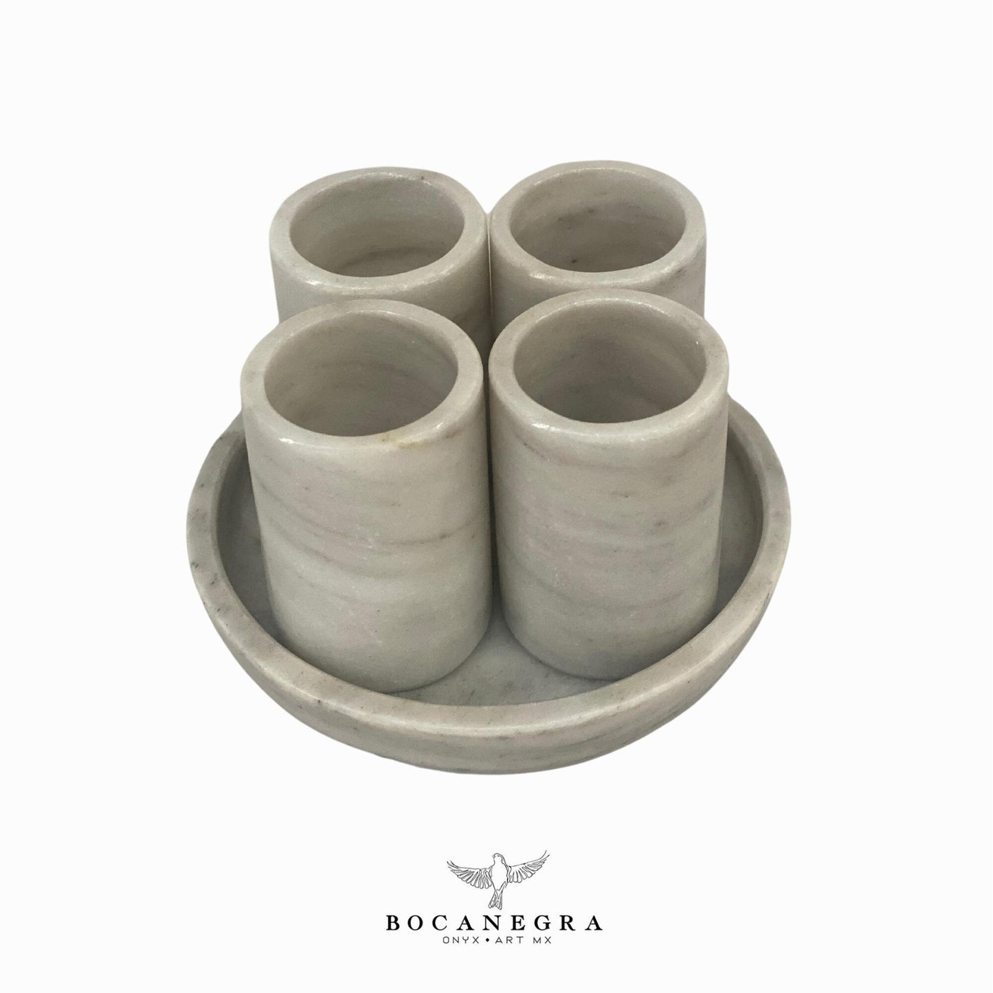 White Marble Tequila Shots - Hand carved shot - (Set of 4)