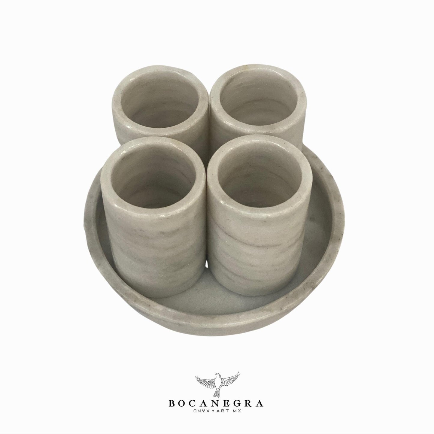 White Marble Tequila Shots - Hand carved shot - (Set of 4)
