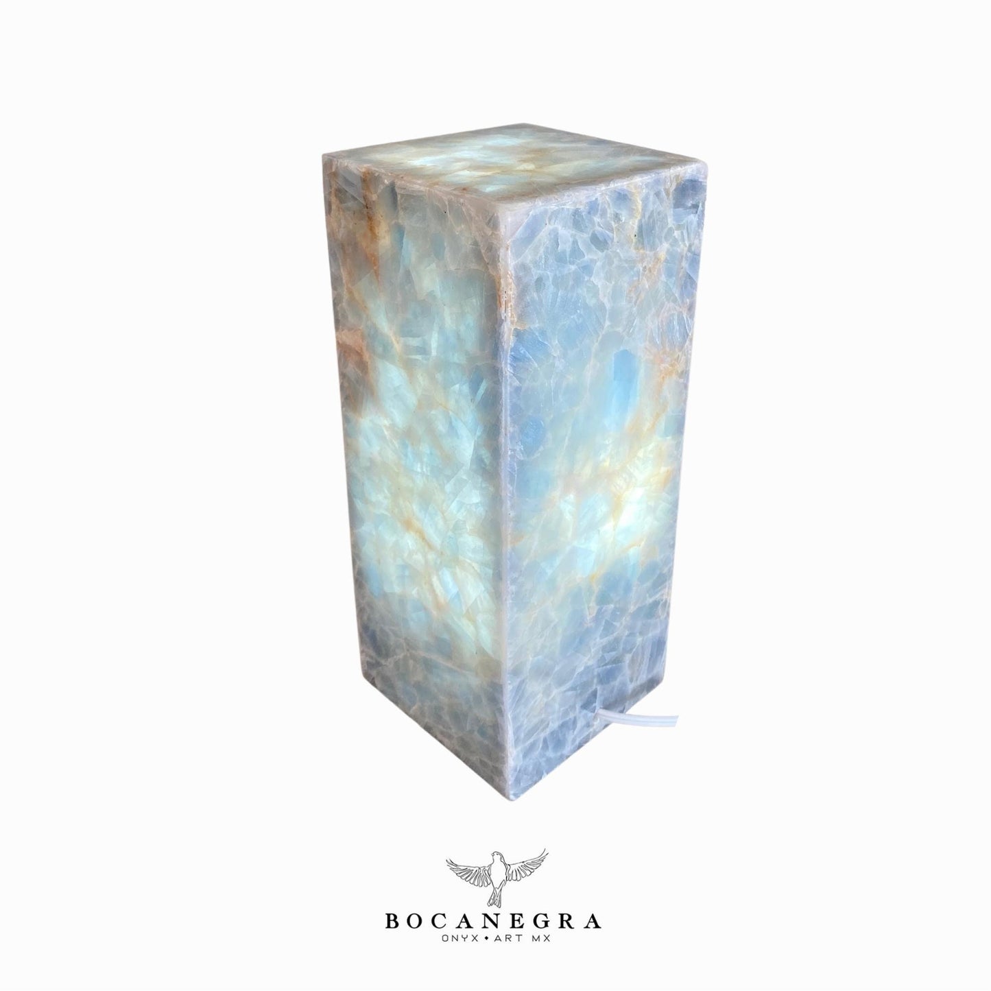 Blue and Gray Onyx Stone Lamp - Table Lamp - Home Decor