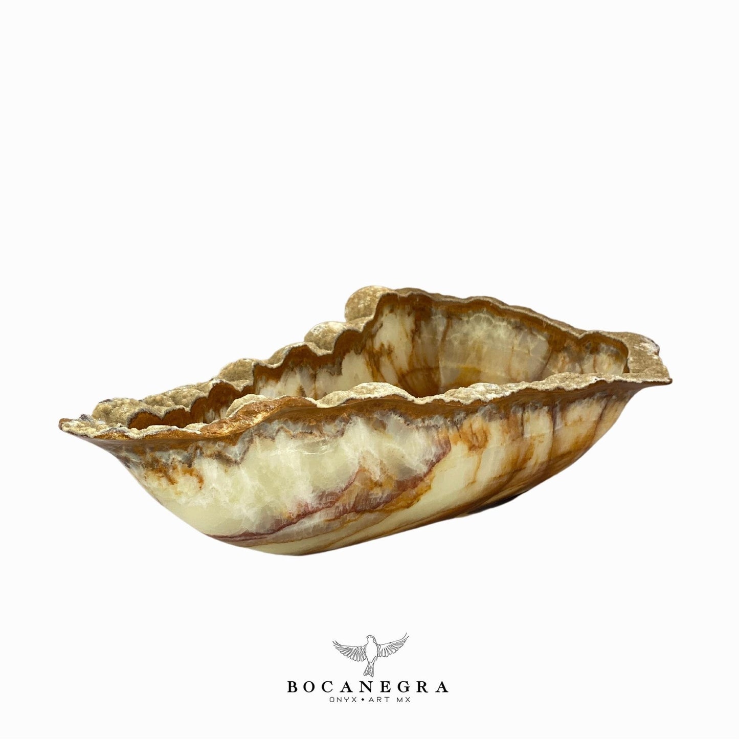 Stunning Brown & Beige Decorative Onyx Bowl - Centerpiece - Fruit platter