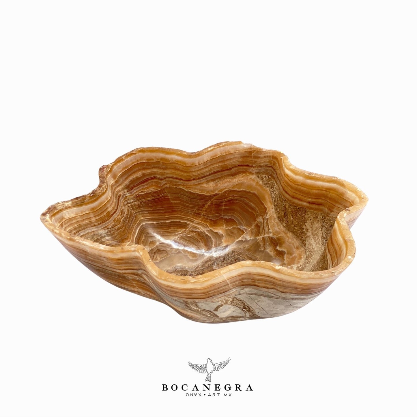 Stunning Orange & Brown Decorative Onyx Bowl - Centerpiece - Fruit platter