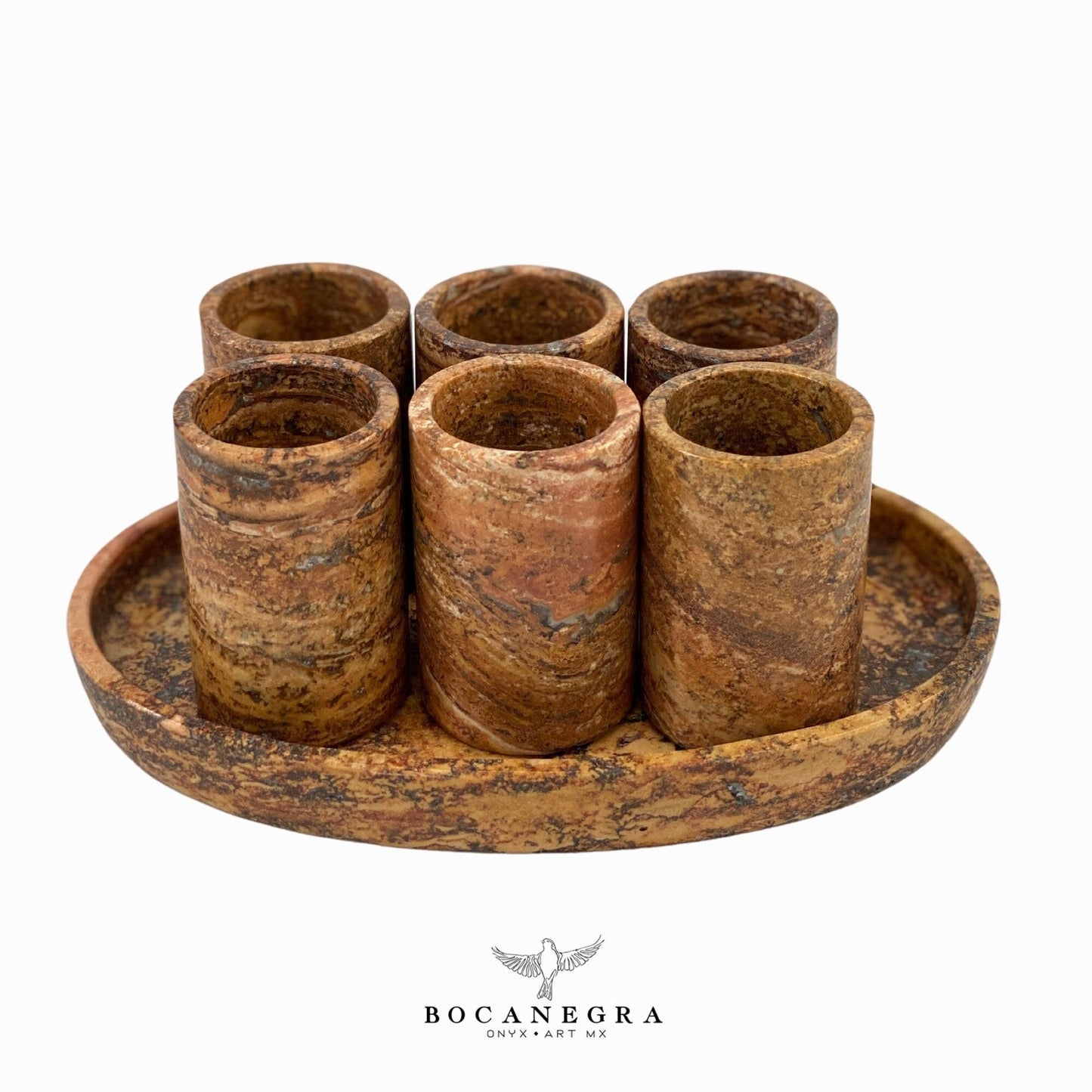 Copper Onyx Tequila Shots - Hand carved shot - (Set of 6)