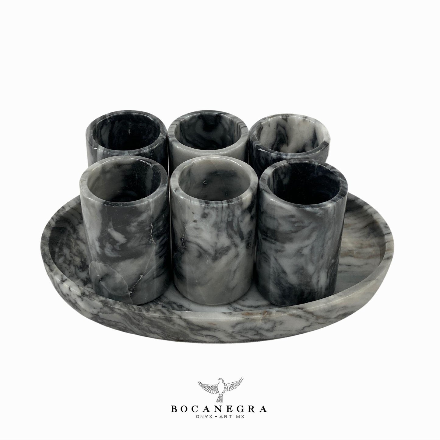 Gray Marble Tequila Shots - Hand carved shot - (Set of 6)