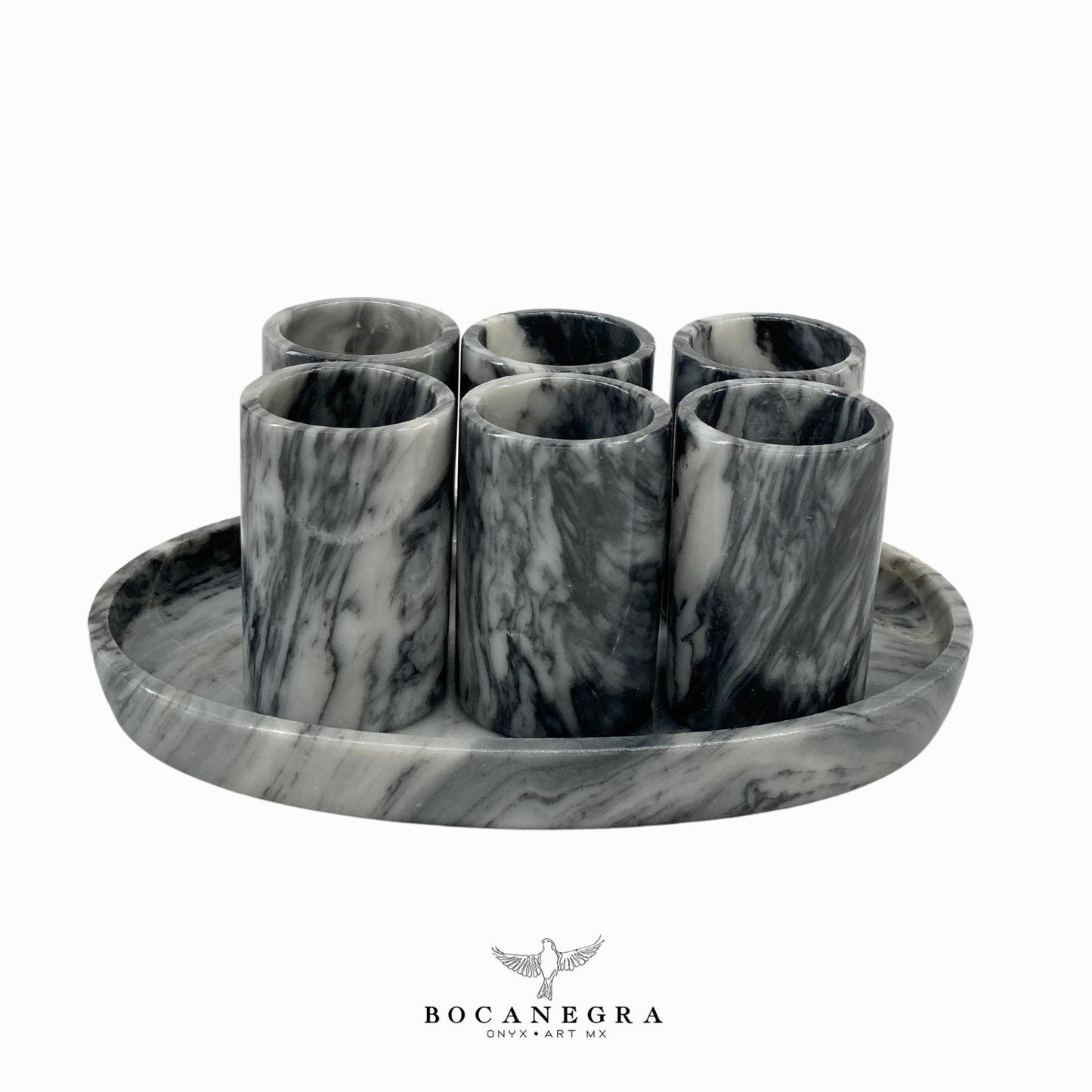 Gray Marble Tequila Shots - Hand carved shot - (Set of 6)