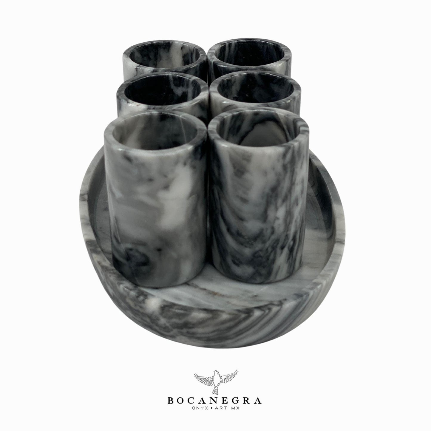 Gray Marble Tequila Shots - Hand carved shot - (Set of 6)