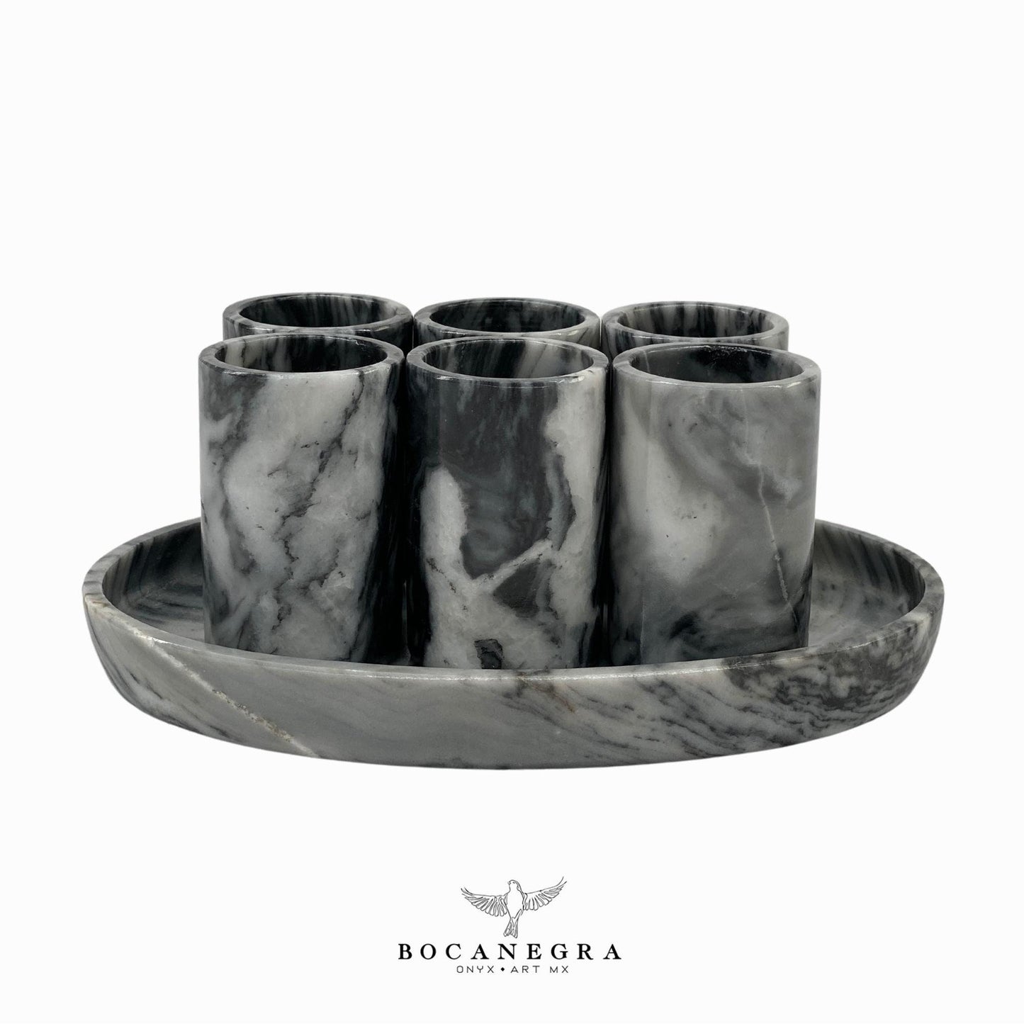 Gray Marble Tequila Shots - Hand carved shot - (Set of 6)