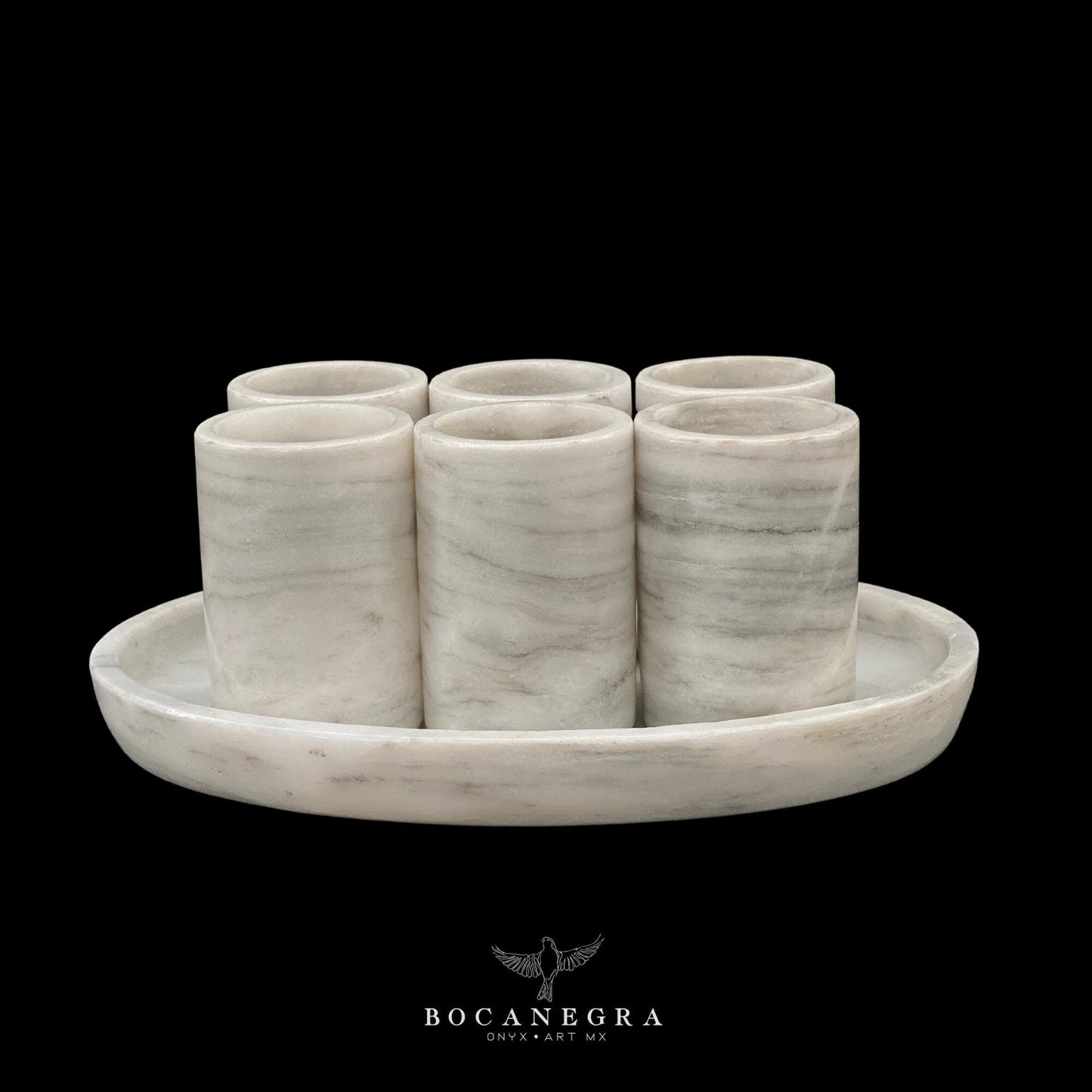 White Marble Tequila Shots - Hand carved shot - (Set of 6)