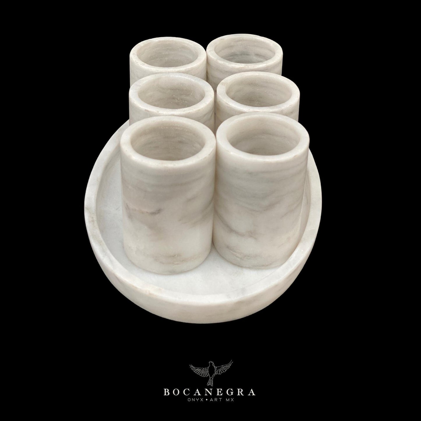 White Marble Tequila Shots - Hand carved shot - (Set of 6)