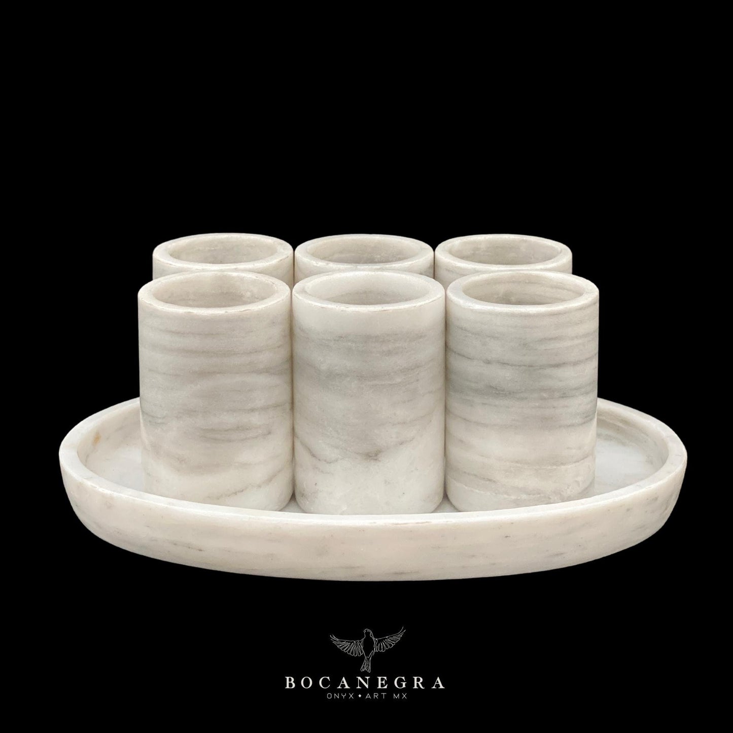 White Marble Tequila Shots - Hand carved shot - (Set of 6)