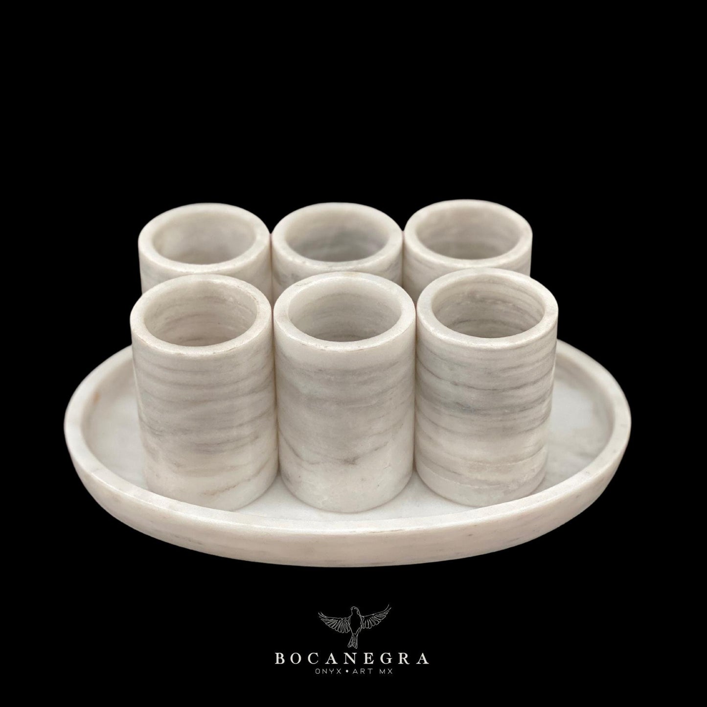 White Marble Tequila Shots - Hand carved shot - (Set of 6)