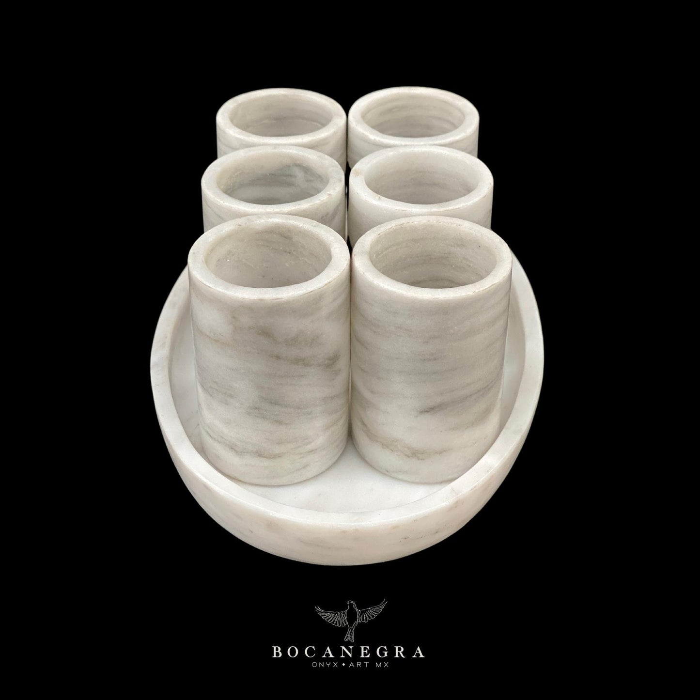 White Marble Tequila Shots - Hand carved shot - (Set of 6)