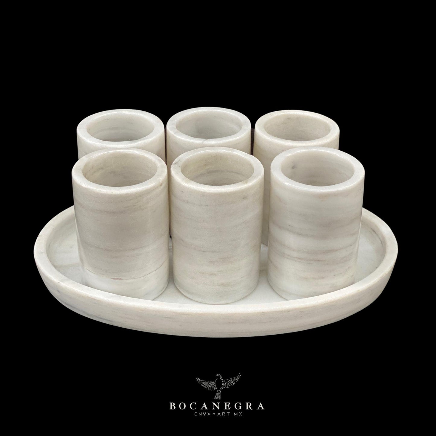 White Marble Tequila Shots - Hand carved shot - (Set of 6)