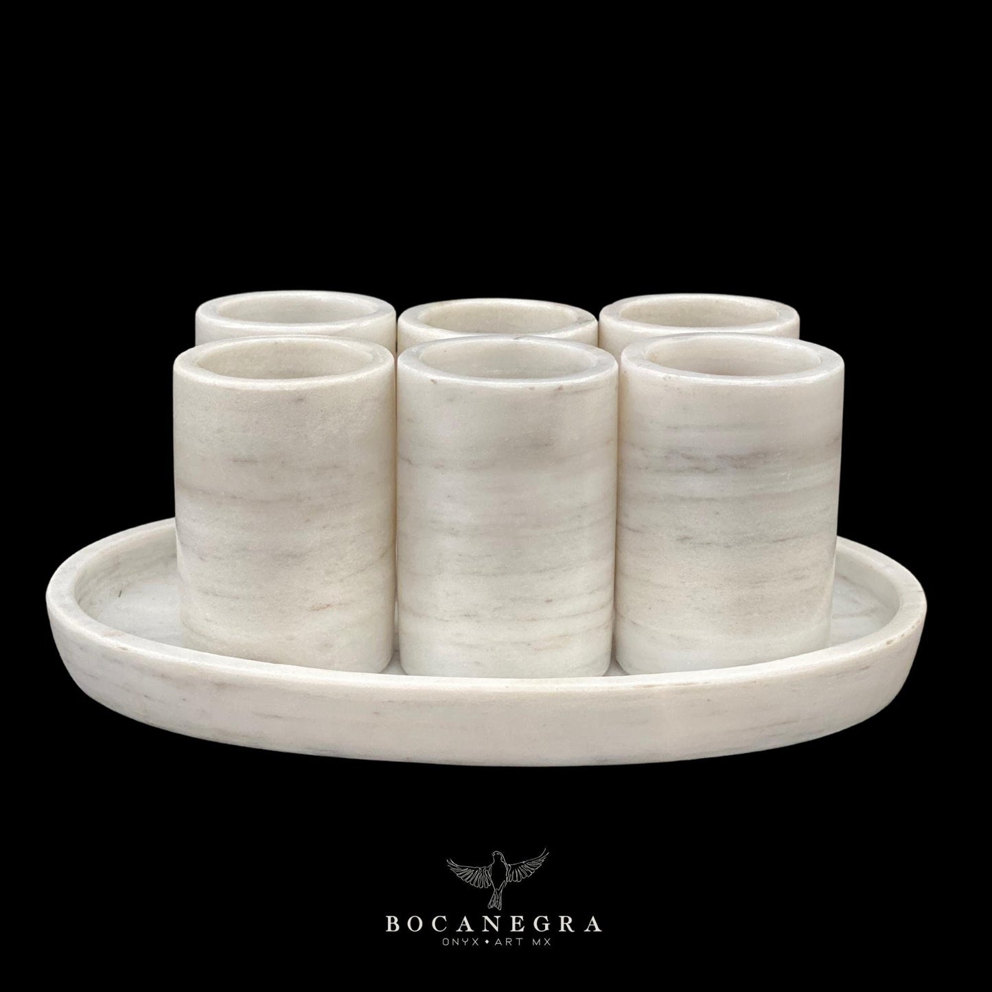 White Marble Tequila Shots - Hand carved shot - (Set of 6)
