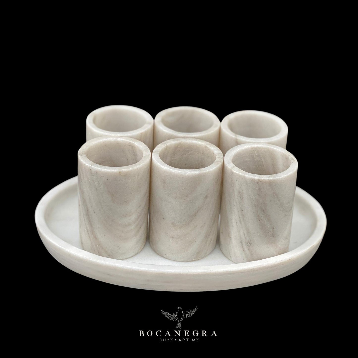 White Marble Tequila Shots - Hand carved shot - (Set of 6)