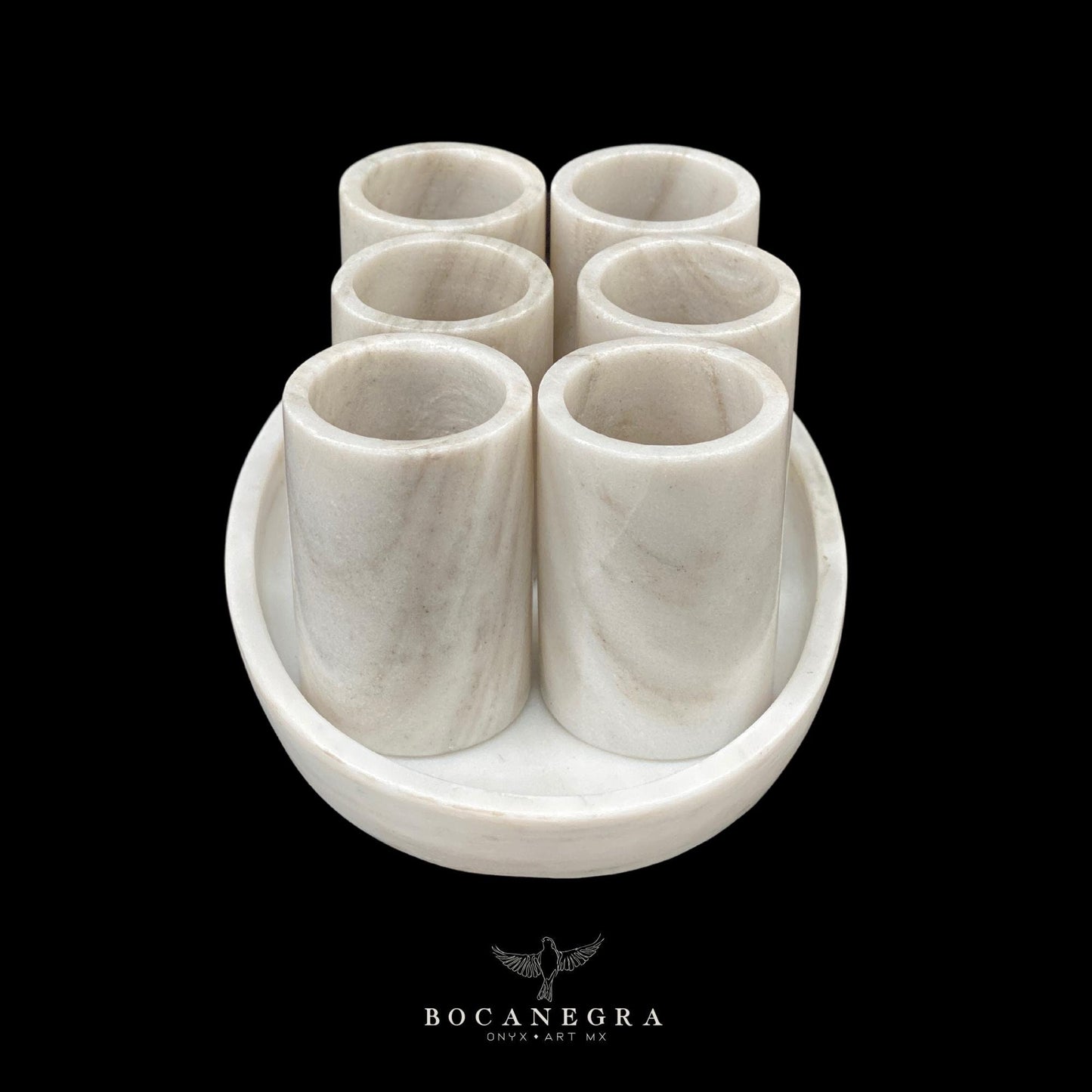White Marble Tequila Shots - Hand carved shot - (Set of 6)
