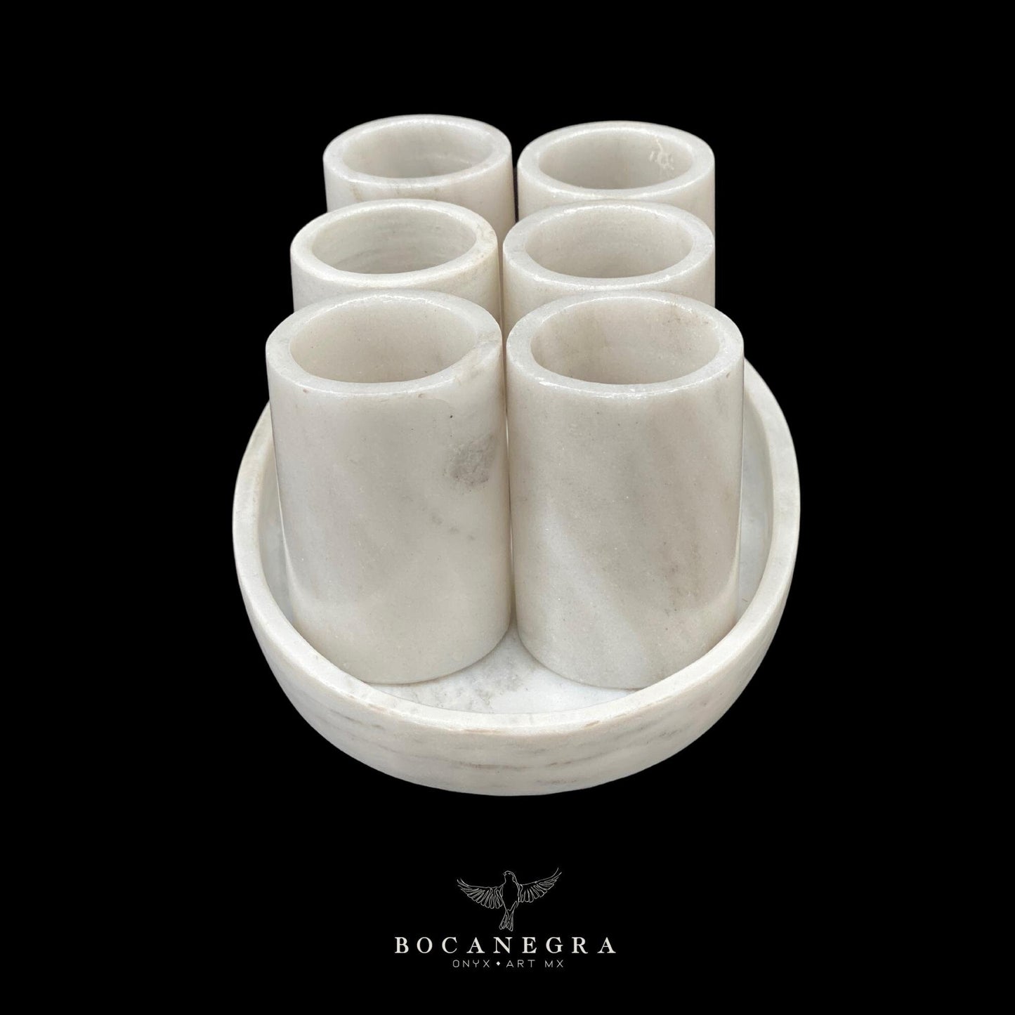 White Marble Tequila Shots - Hand carved shot - (Set of 6)