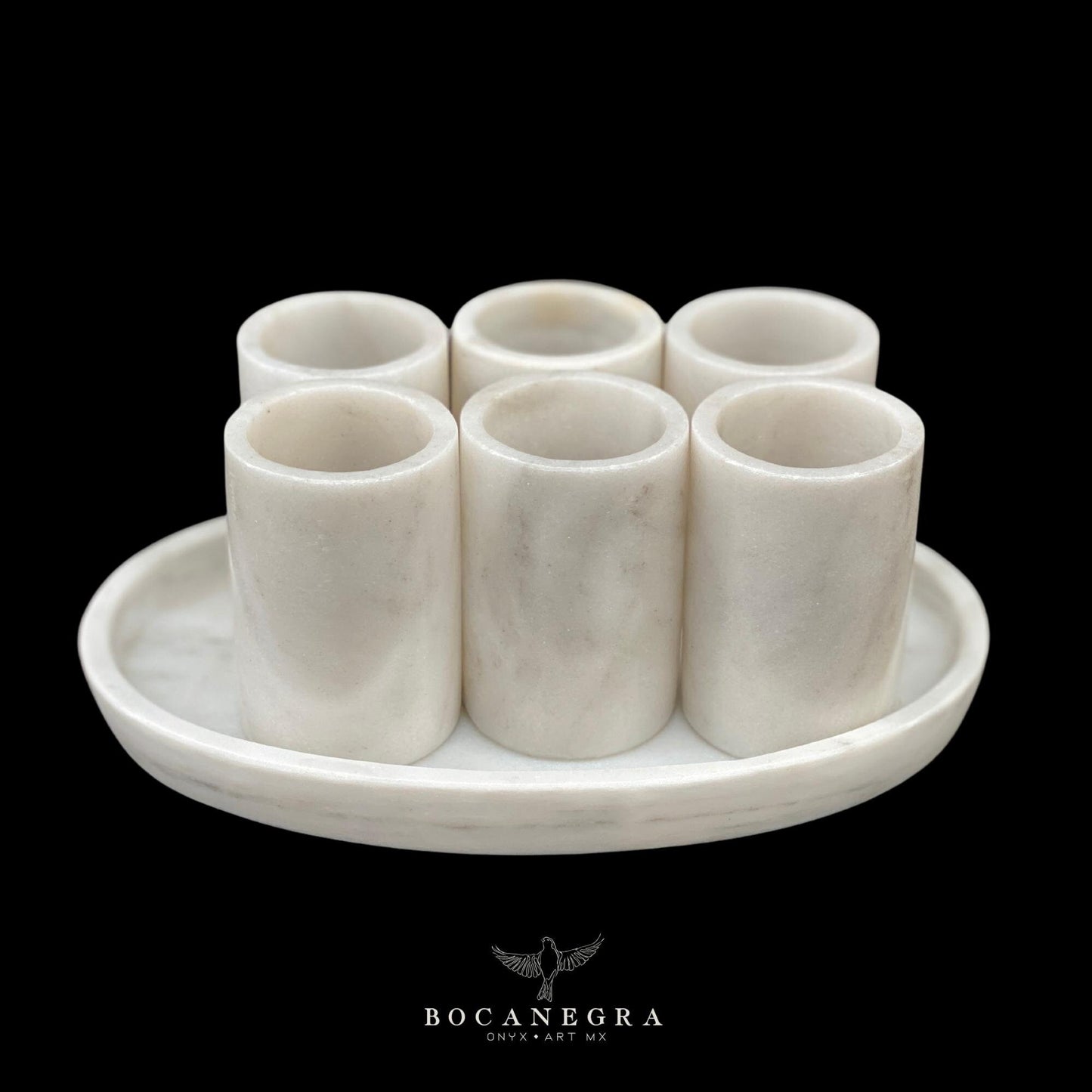 White Marble Tequila Shots - Hand carved shot - (Set of 6)