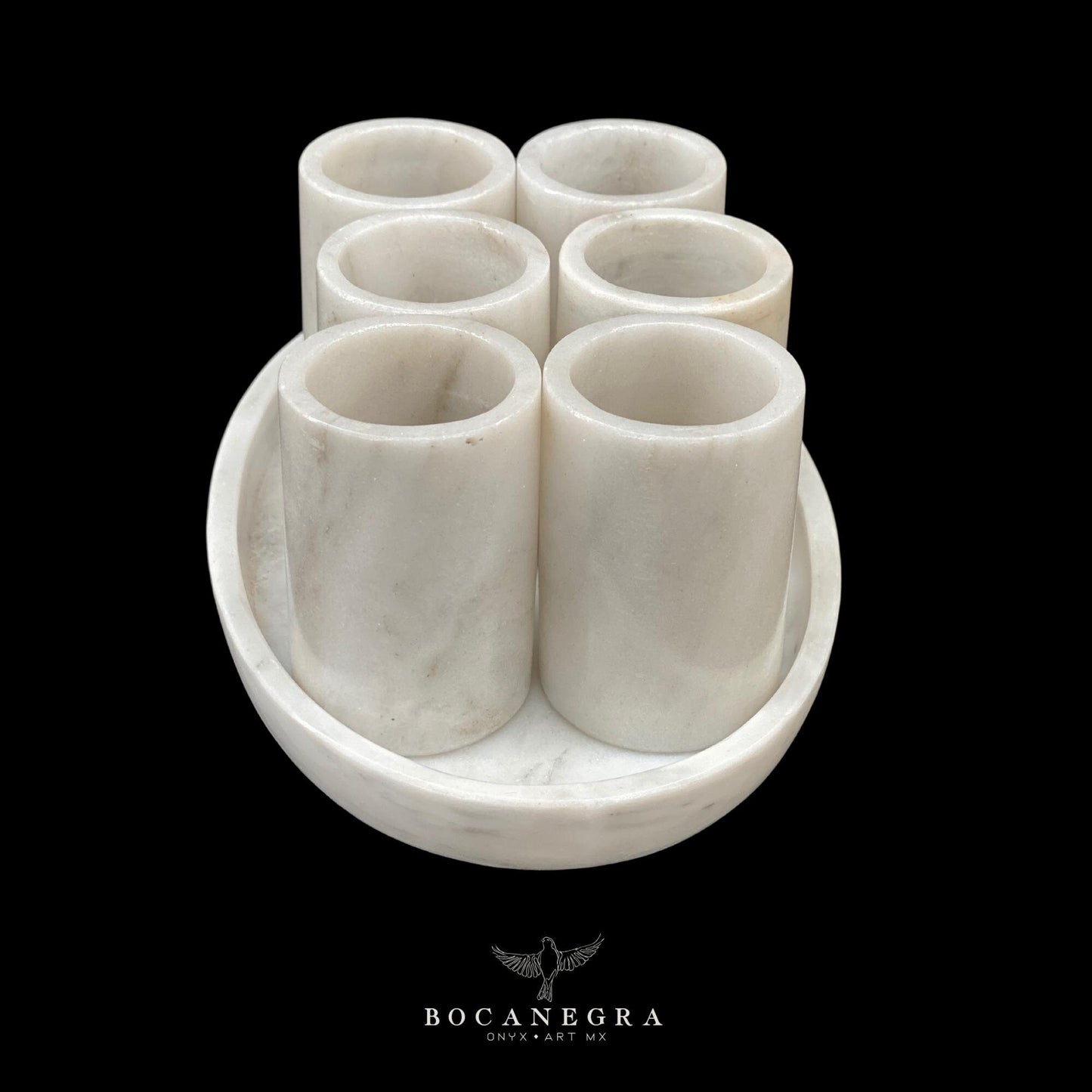 White Marble Tequila Shots - Hand carved shot - (Set of 6)