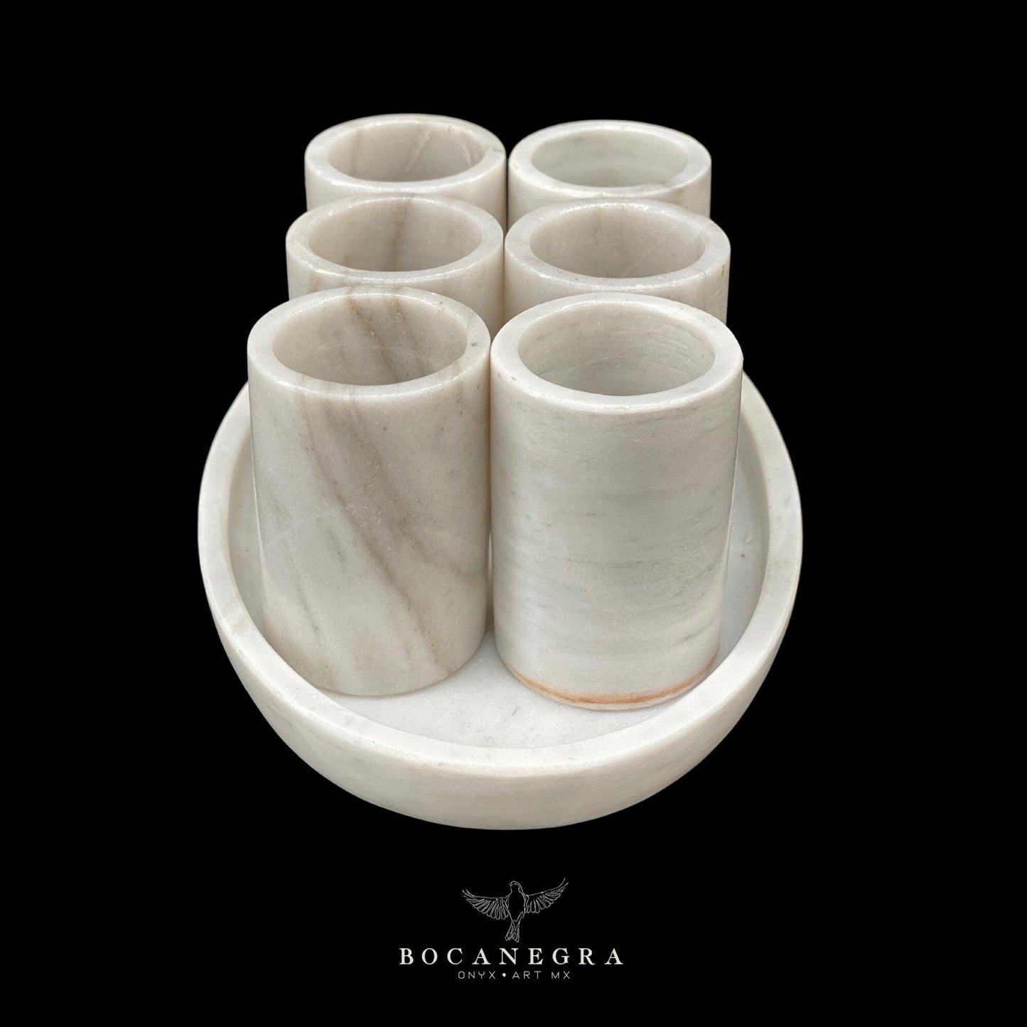 White Marble Tequila Shots - Hand carved shot - (Set of 6)