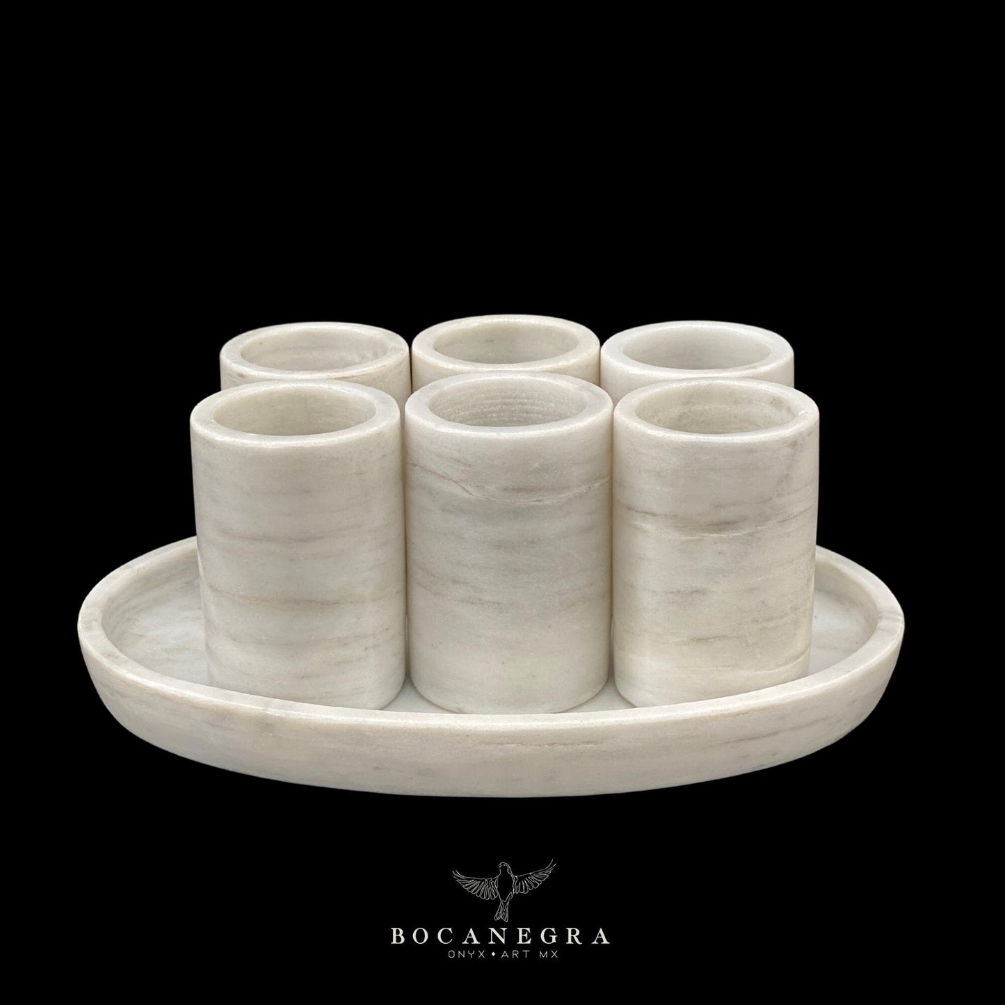White Marble Tequila Shots - Hand carved shot - (Set of 6)