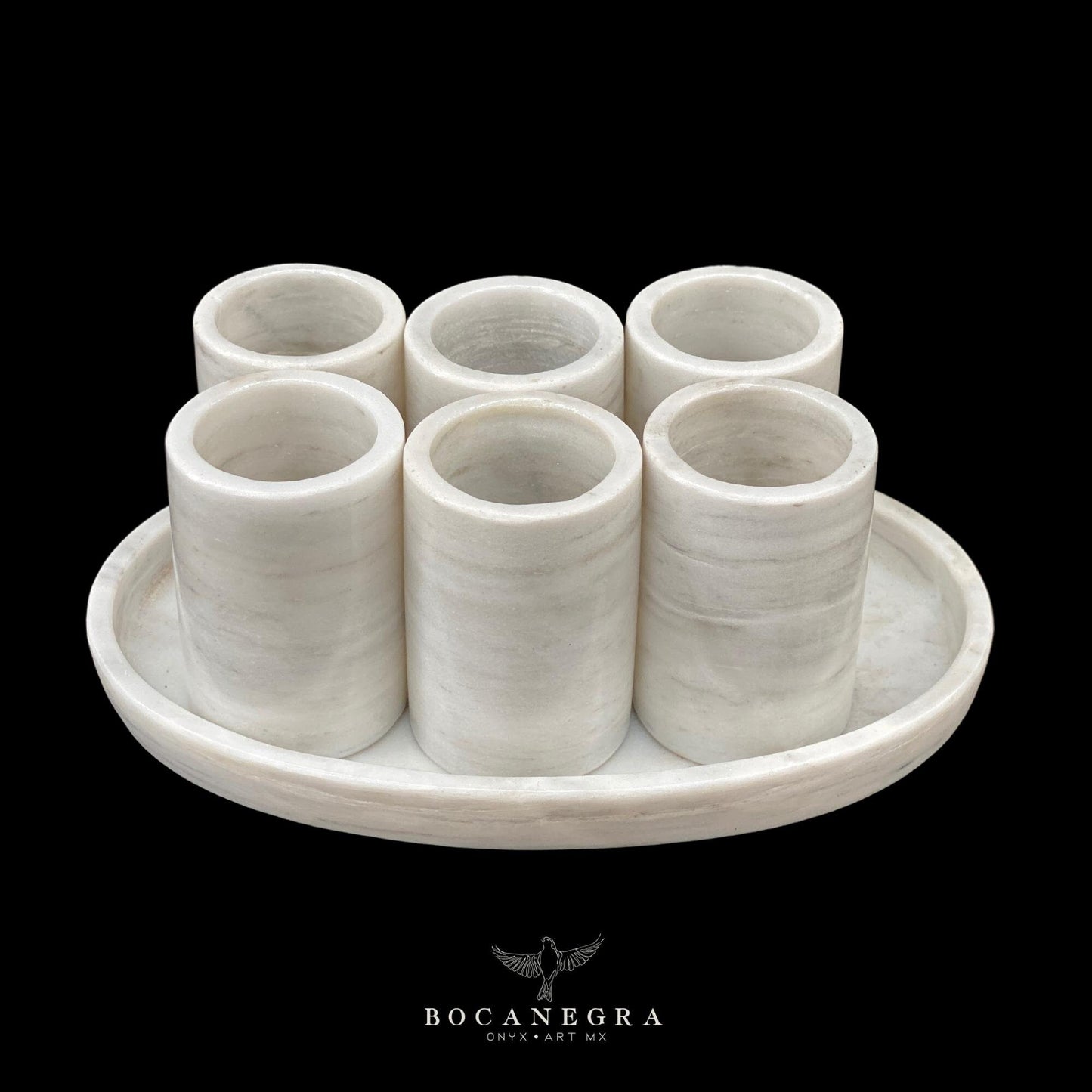 White Marble Tequila Shots - Hand carved shot - (Set of 6)