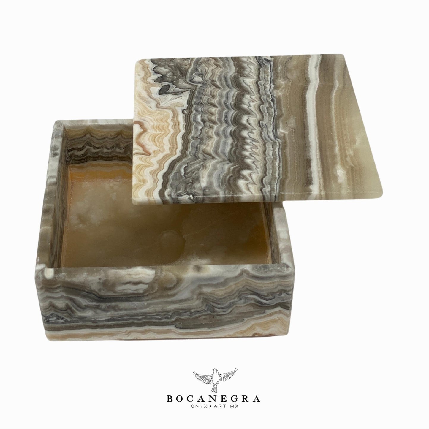 Gray & Beige Onyx Square Jewelry Box - Organizer - Storage Box