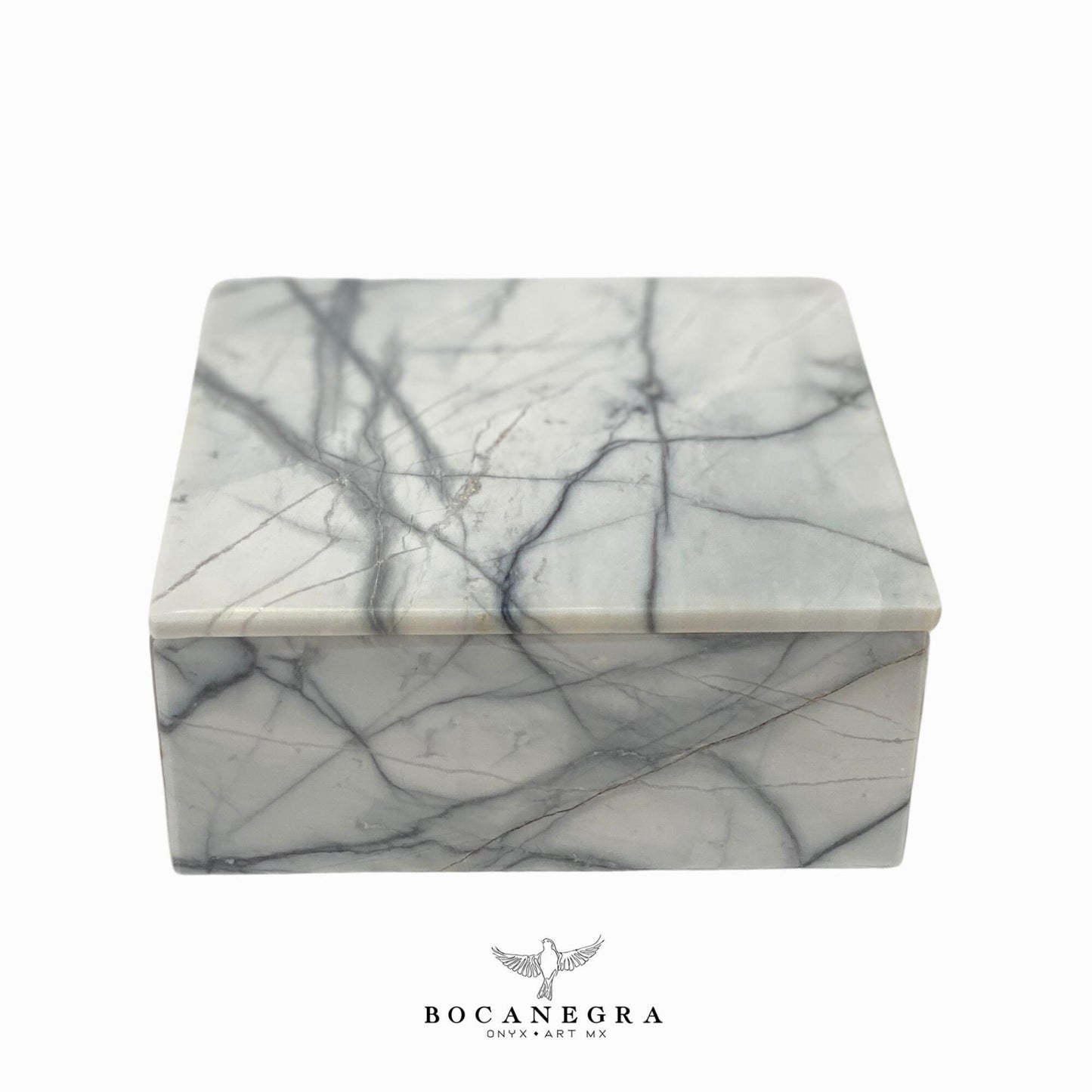 White & Gray Marble Square Jewelry Box - Organizer - Storage Box