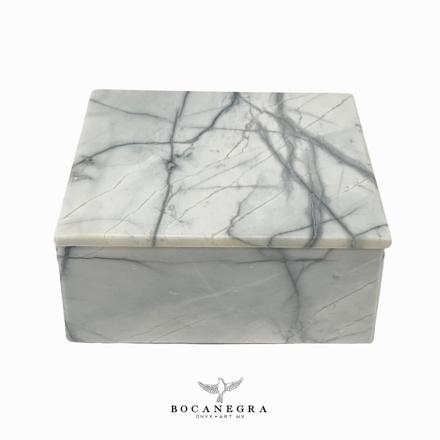 White & Gray Marble Square Jewelry Box - Organizer - Storage Box