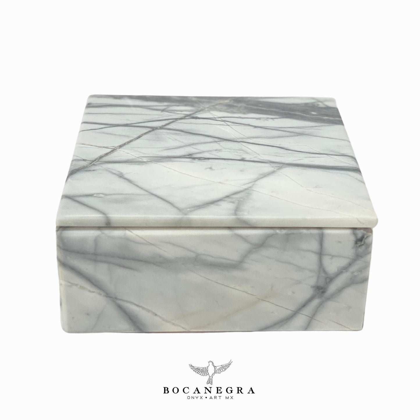 White & Gray Marble Square Jewelry Box - Organizer - Storage Box