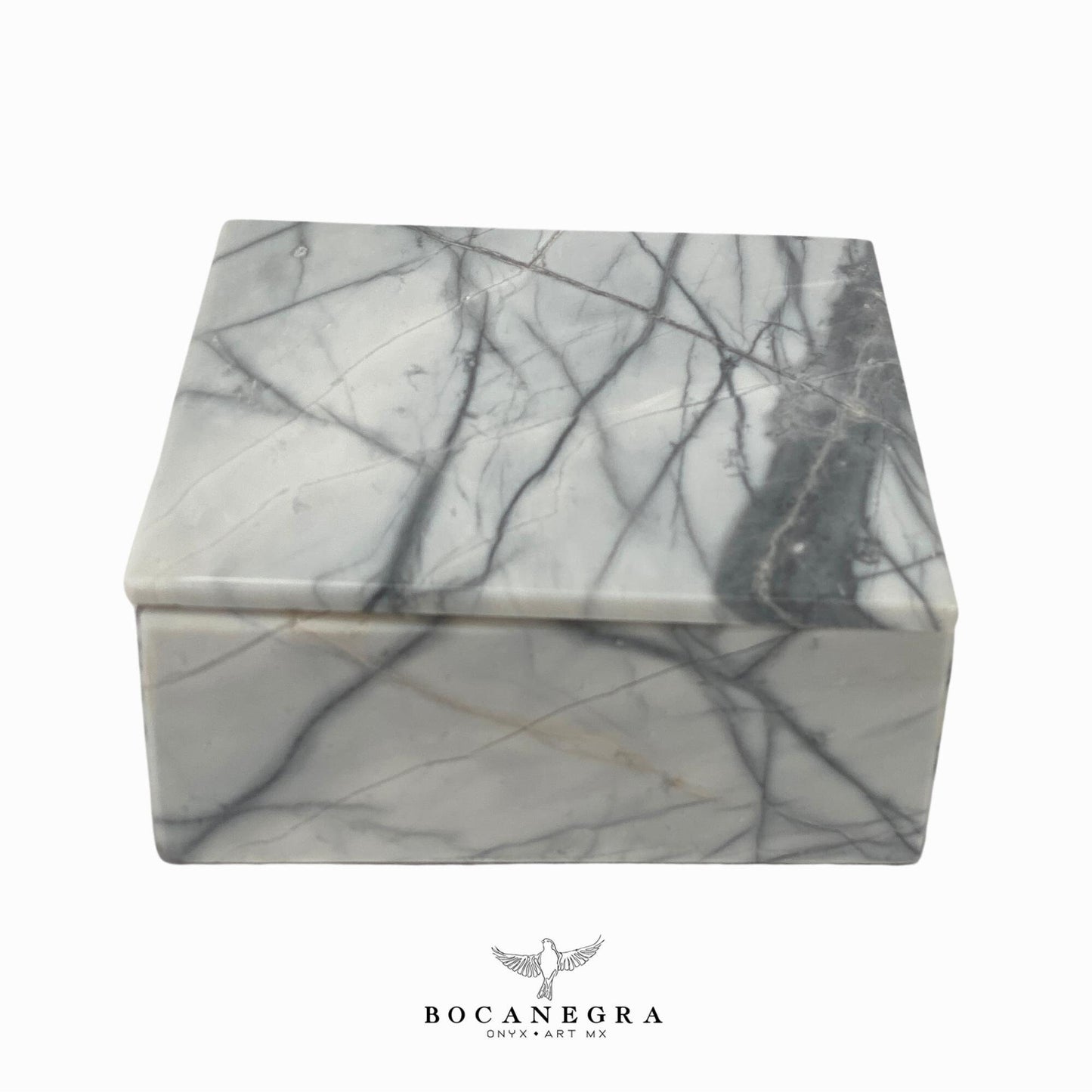 White & Gray Marble Square Jewelry Box - Organizer - Storage Box