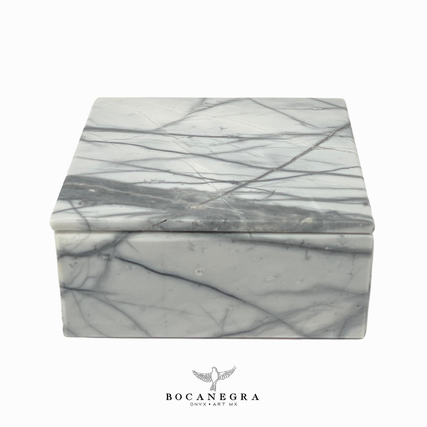 White & Gray Marble Square Jewelry Box - Organizer - Storage Box