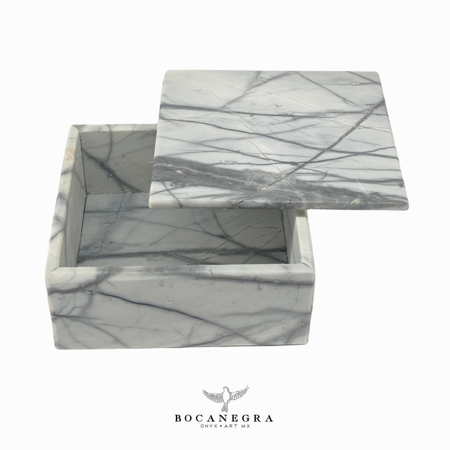 White & Gray Marble Square Jewelry Box - Organizer - Storage Box
