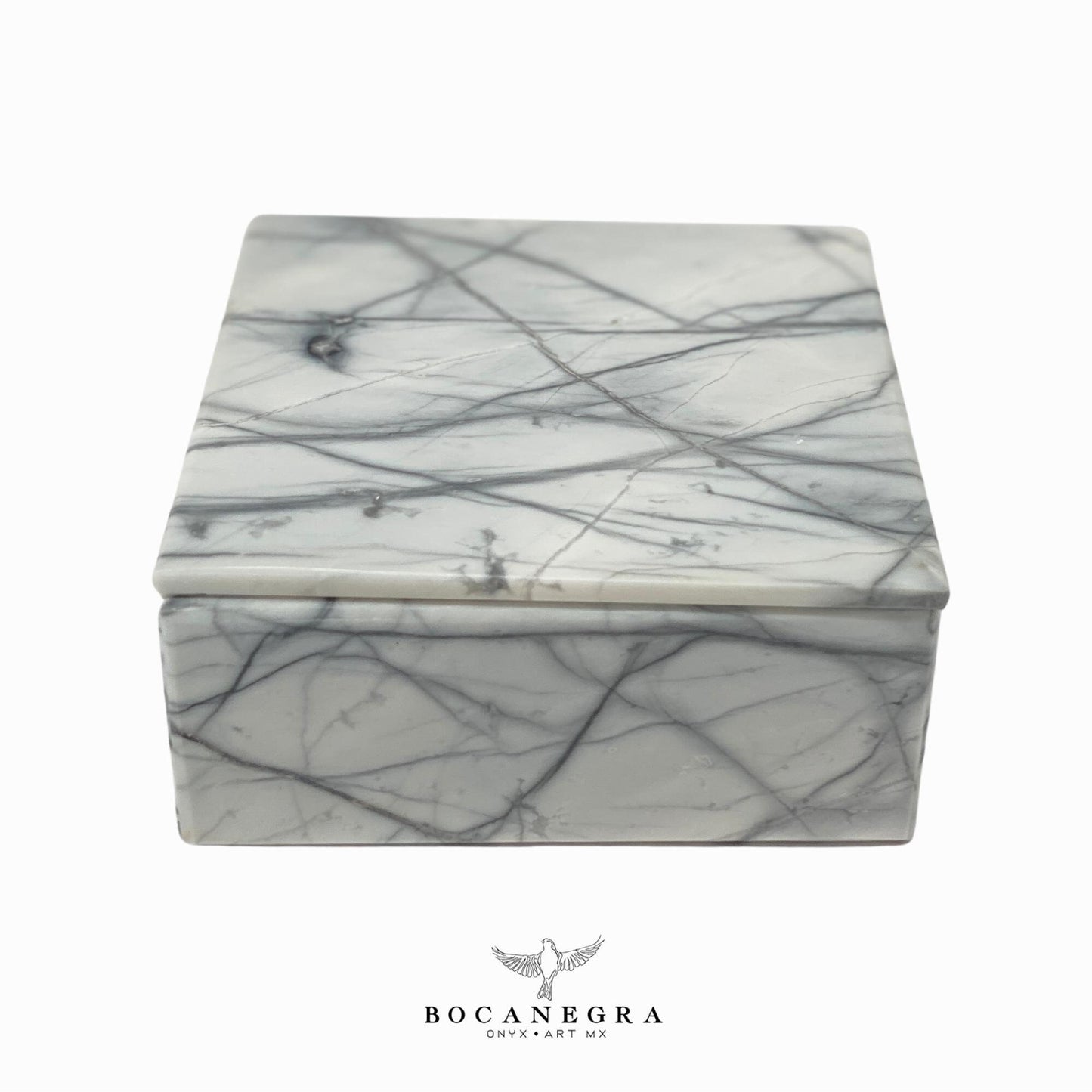 White & Gray Marble Square Jewelry Box - Organizer - Storage Box