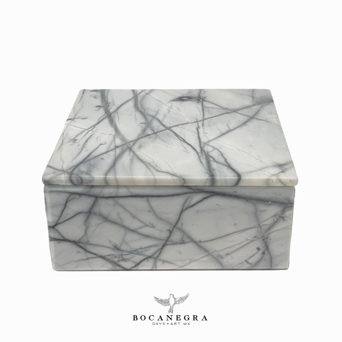 White & Gray Marble Square Jewelry Box - Organizer - Storage Box
