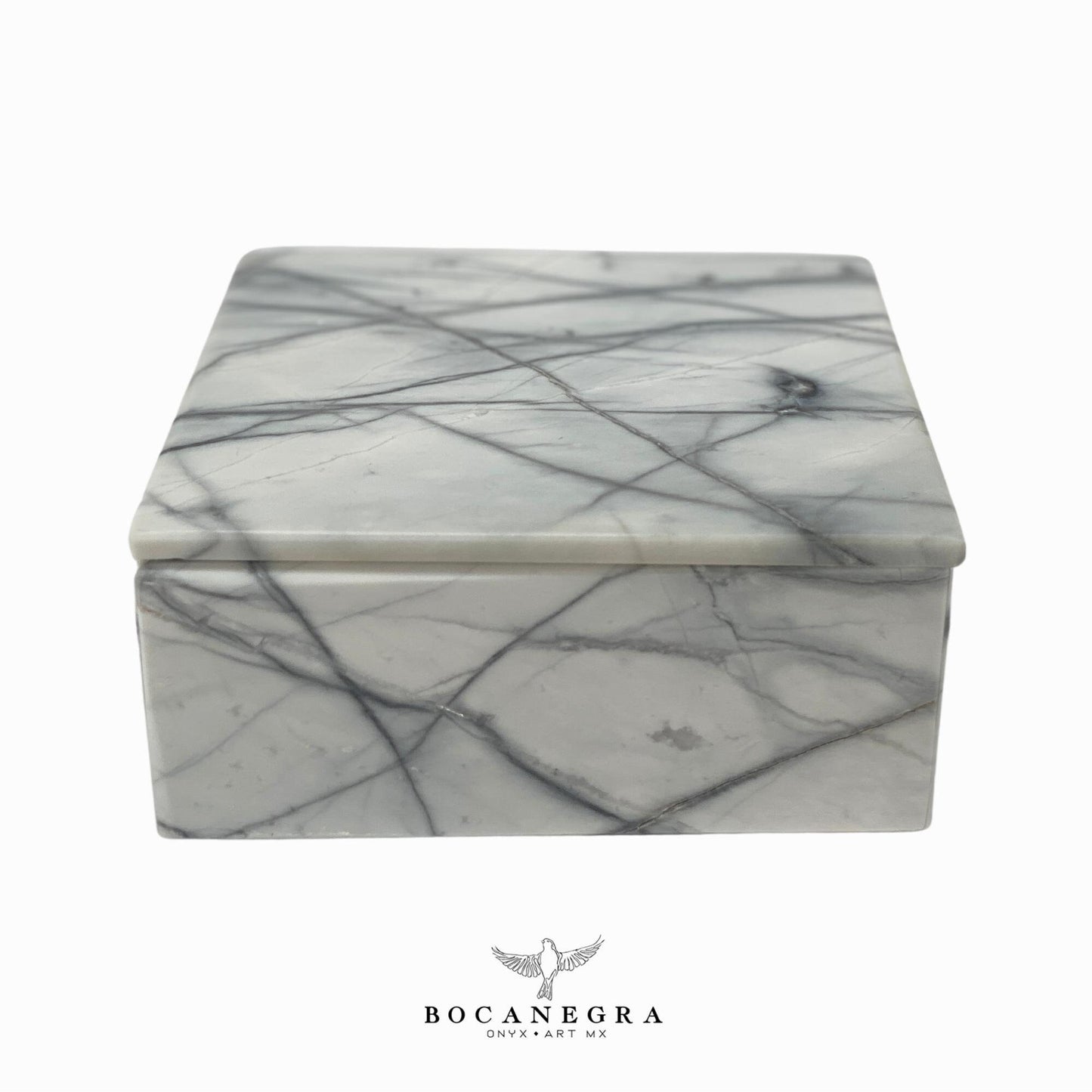 White & Gray Marble Square Jewelry Box - Organizer - Storage Box