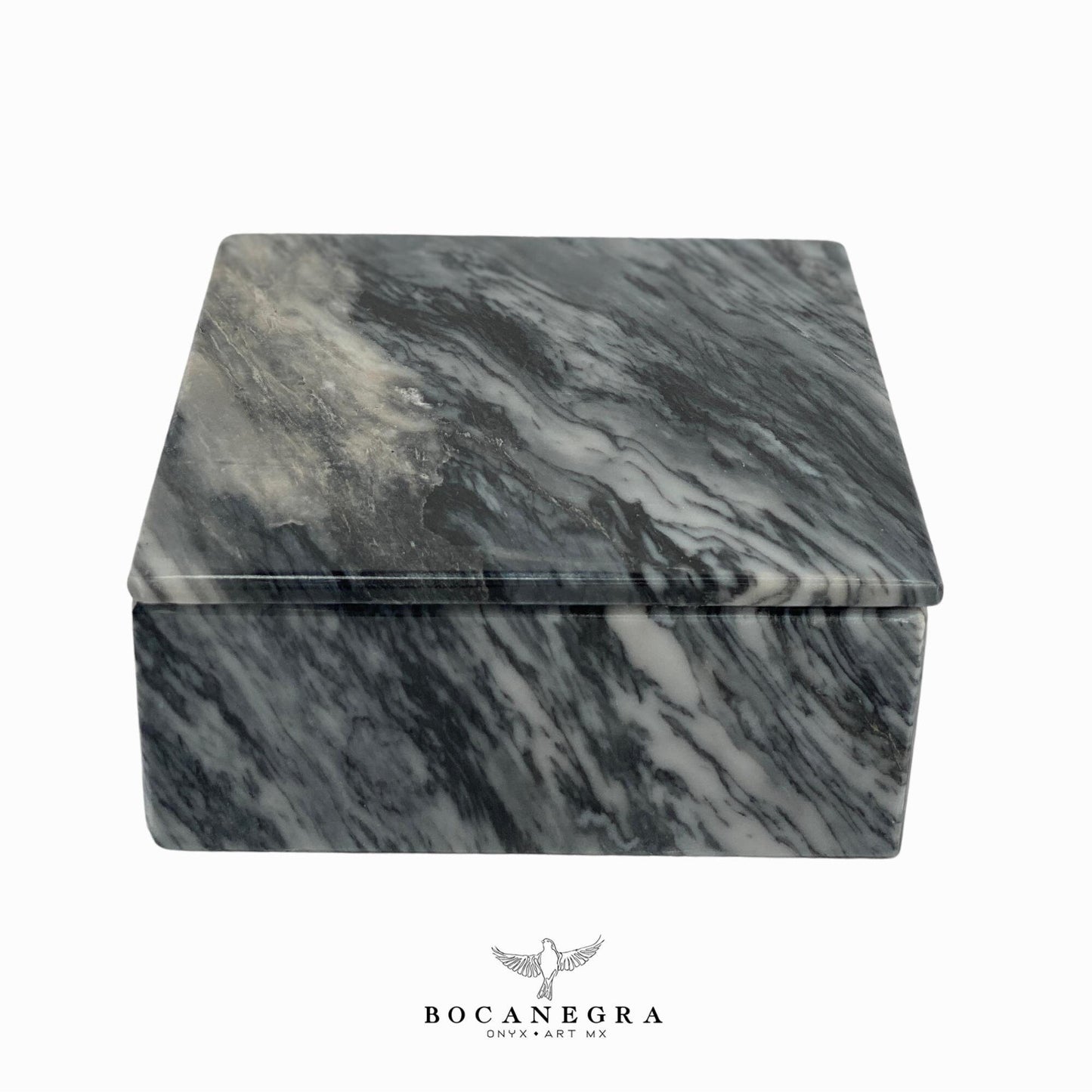 Gray & White Marble Square Jewelry Box - Organizer - Storage Box