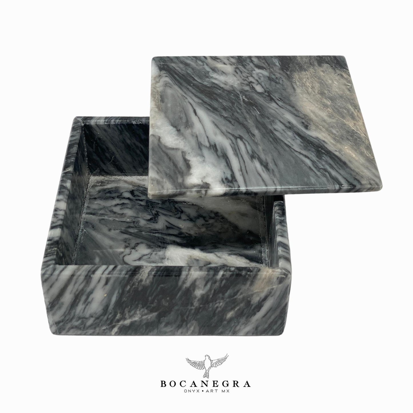 Gray & White Marble Square Jewelry Box - Organizer - Storage Box