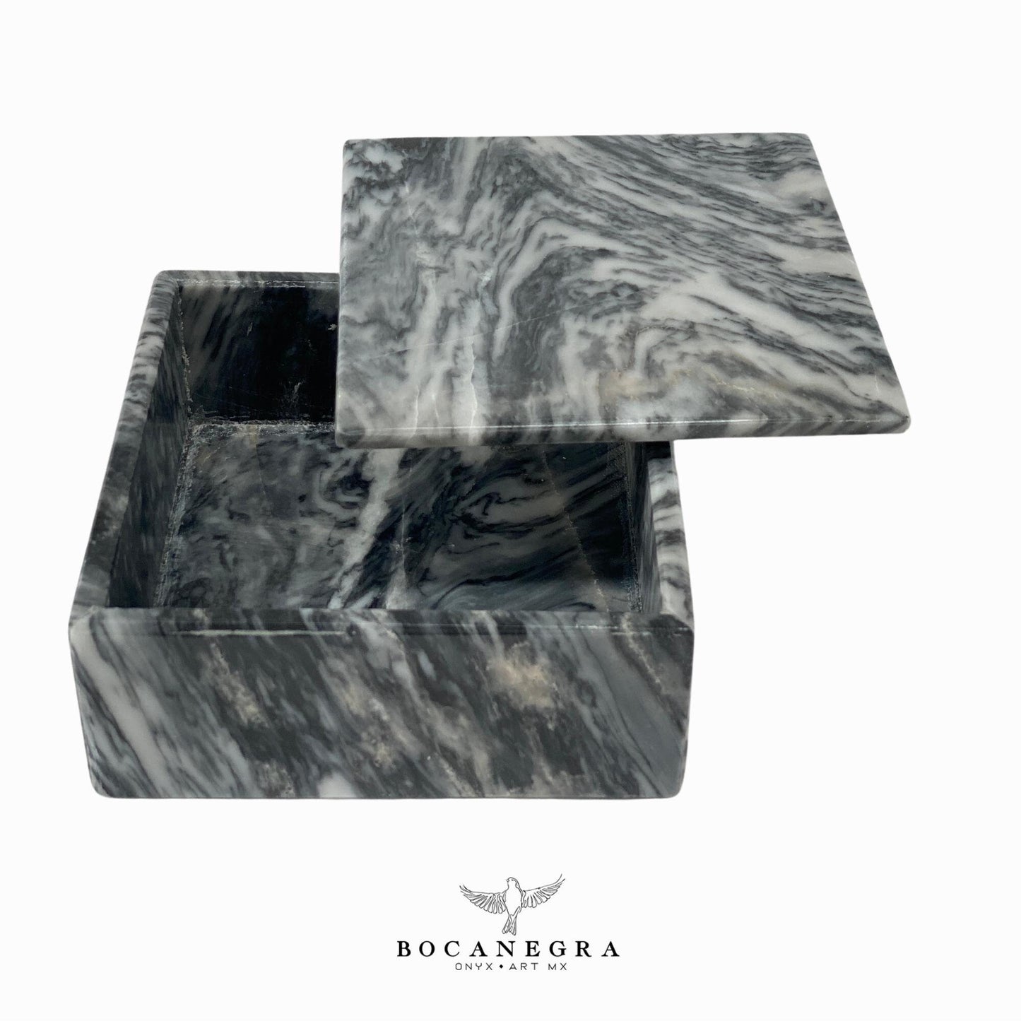 Gray & White Marble Square Jewelry Box - Organizer - Storage Box