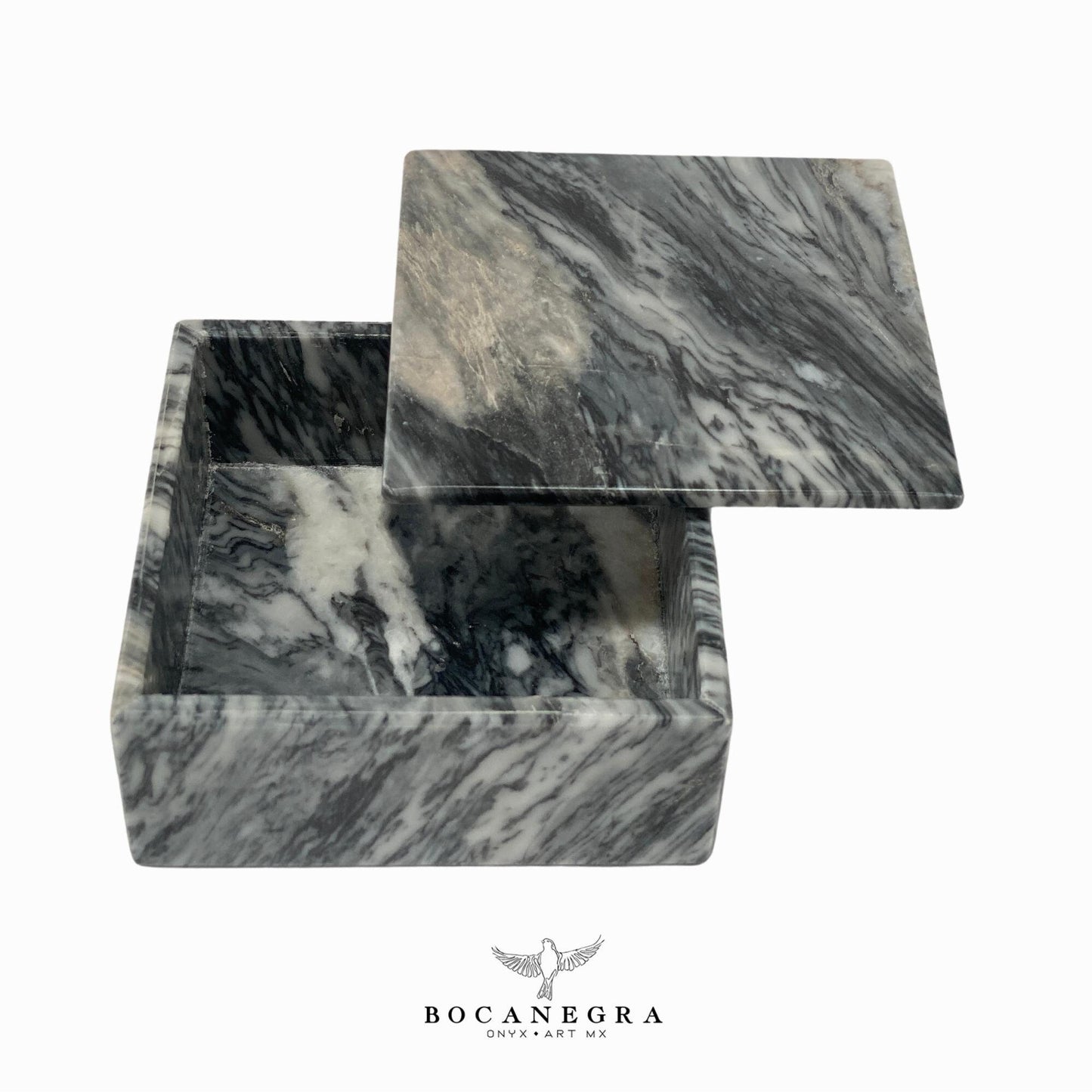 Gray & White Marble Square Jewelry Box - Organizer - Storage Box