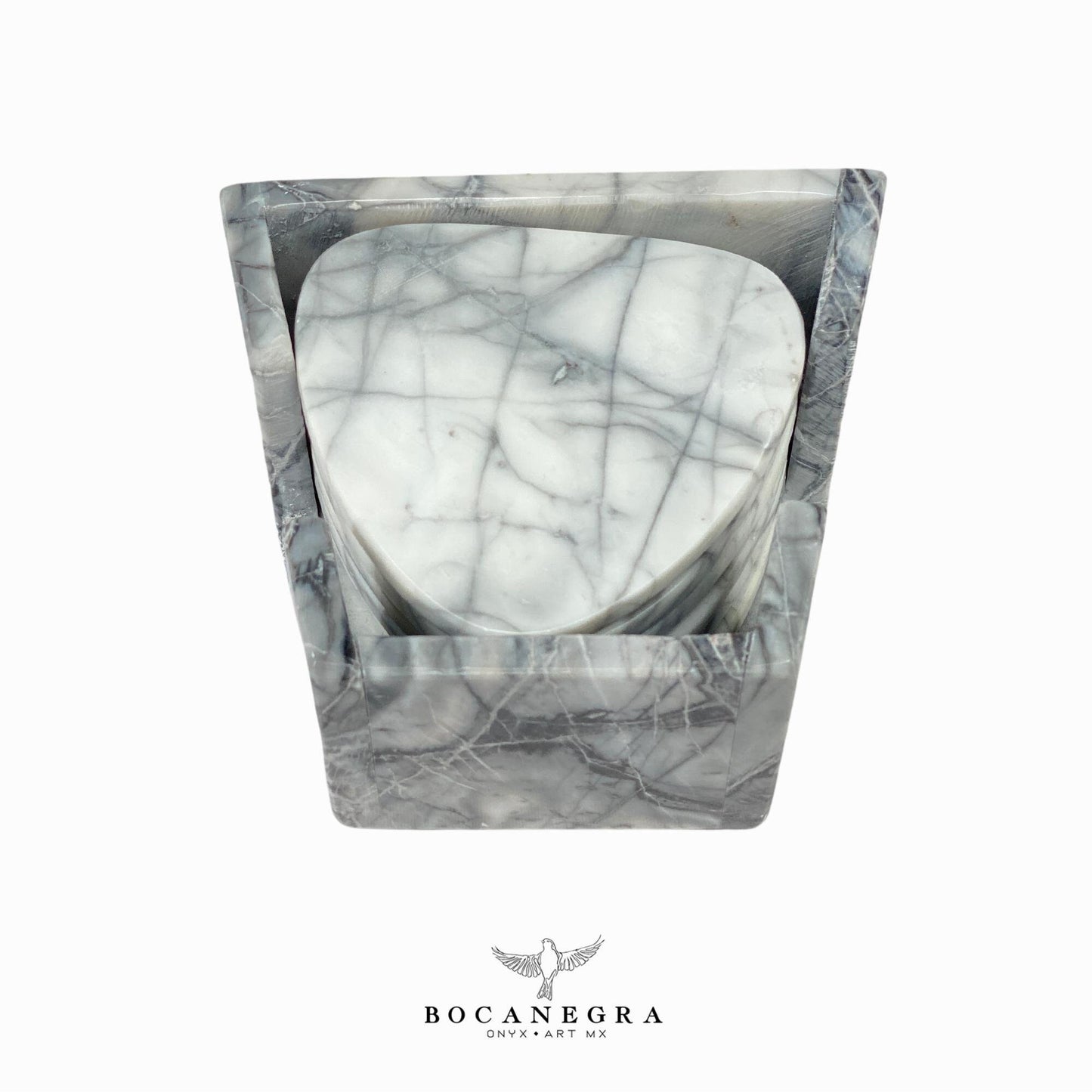Gray & White Marble Coasters Set - Cup holder (6 Set)