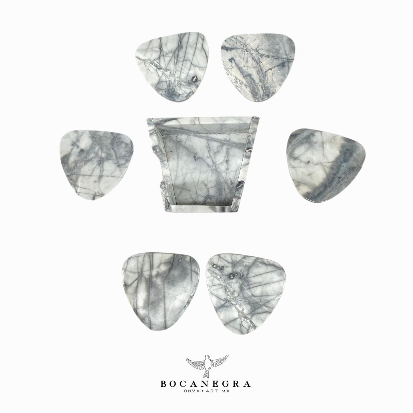 Gray & White Marble Coasters Set - Cup holder (6 Set)