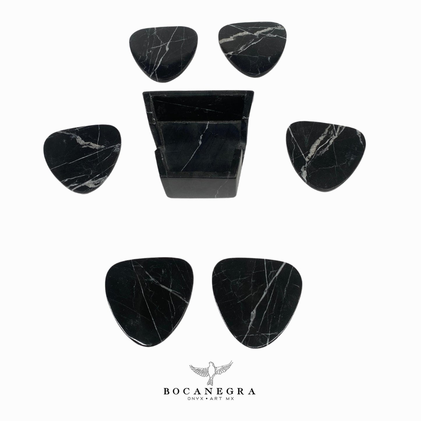 Black Marble Coasters Set - Cup holder (6 Set)