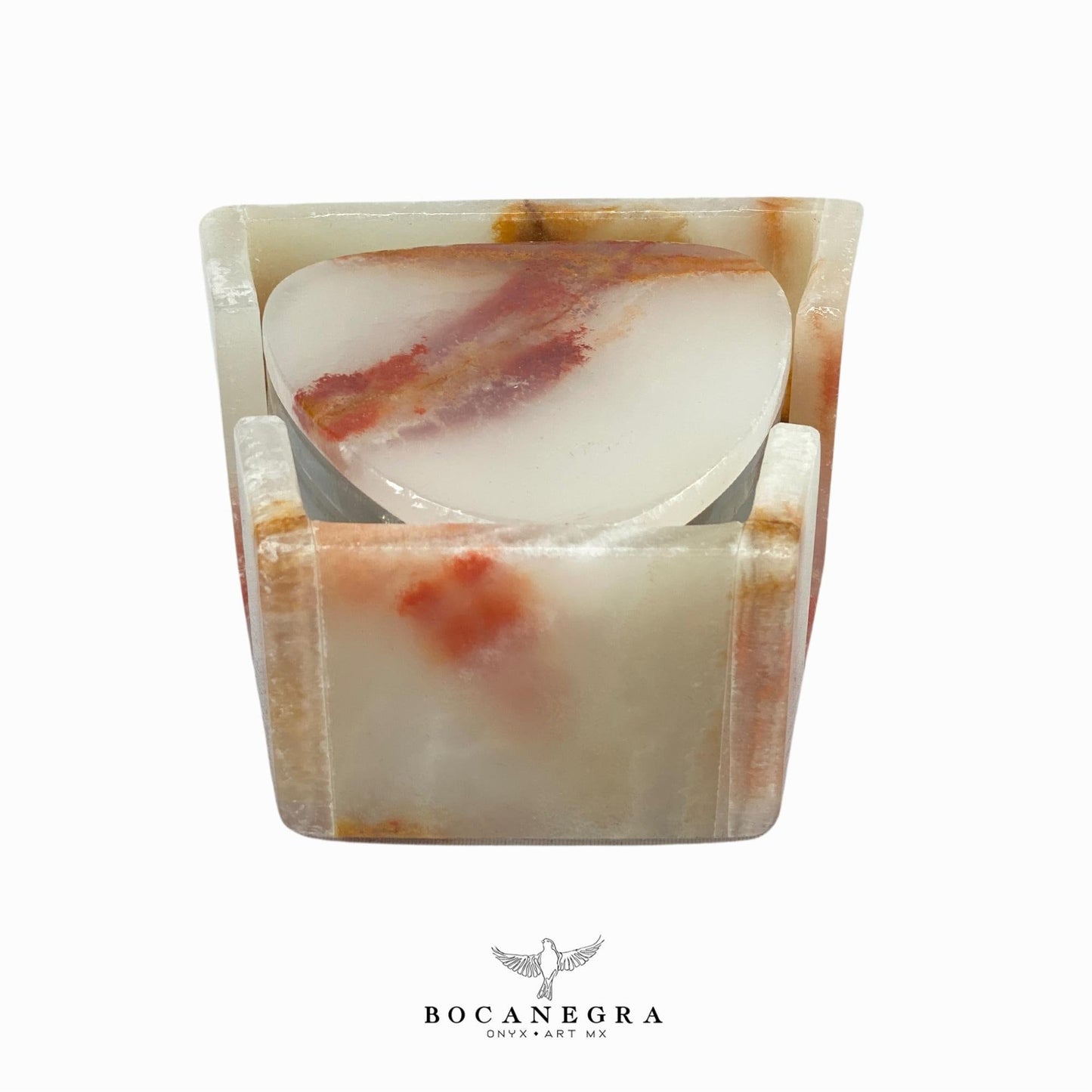 Coasters Set of 6 beige & brown Onyx⎪Cup Onyx Holder